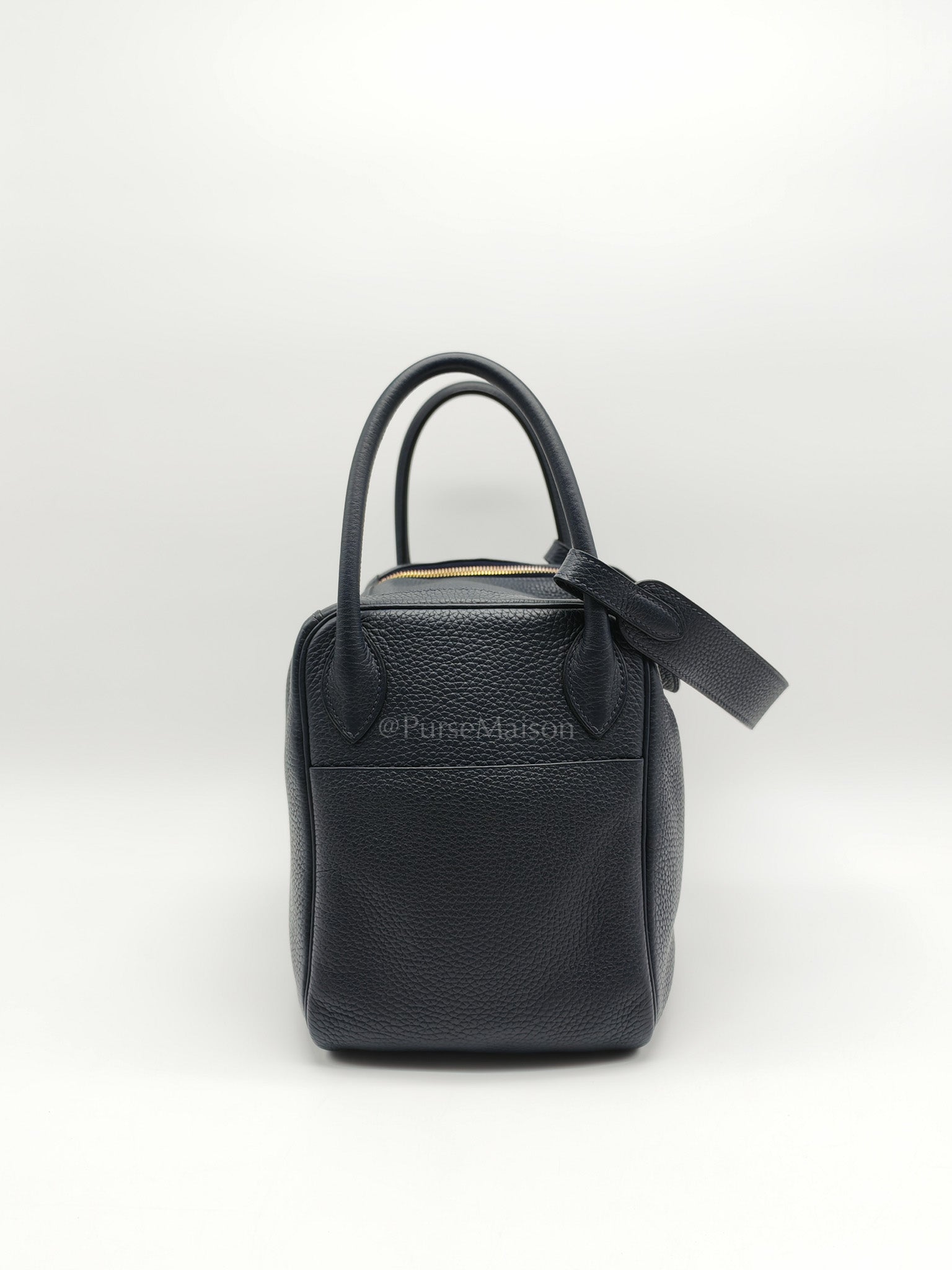Lindy 30 in Blue Navy Clemence Leather & Gold Hardware Stamp X (2016)
