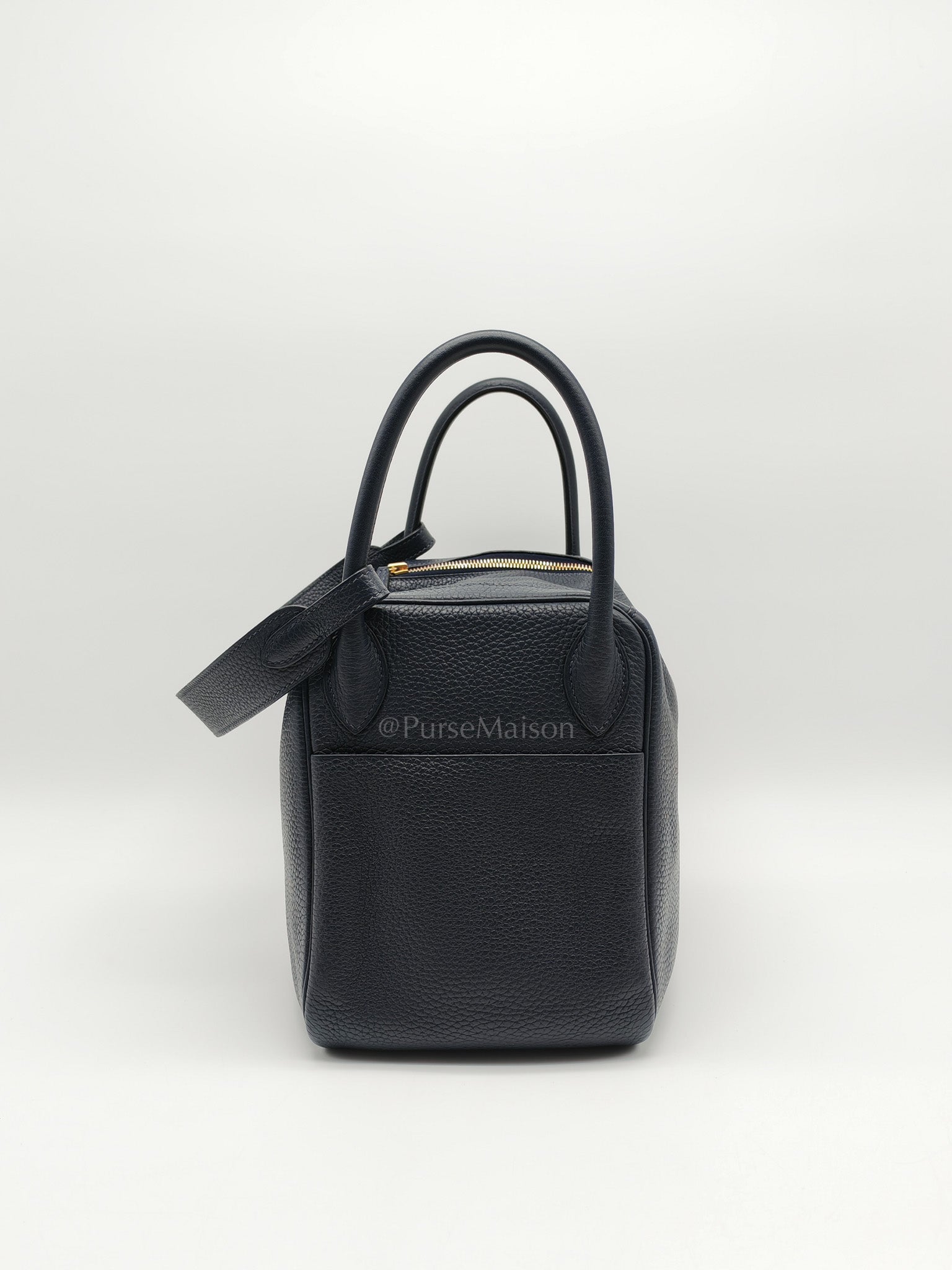 Lindy 30 in Blue Navy Clemence Leather & Gold Hardware Stamp X (2016)
