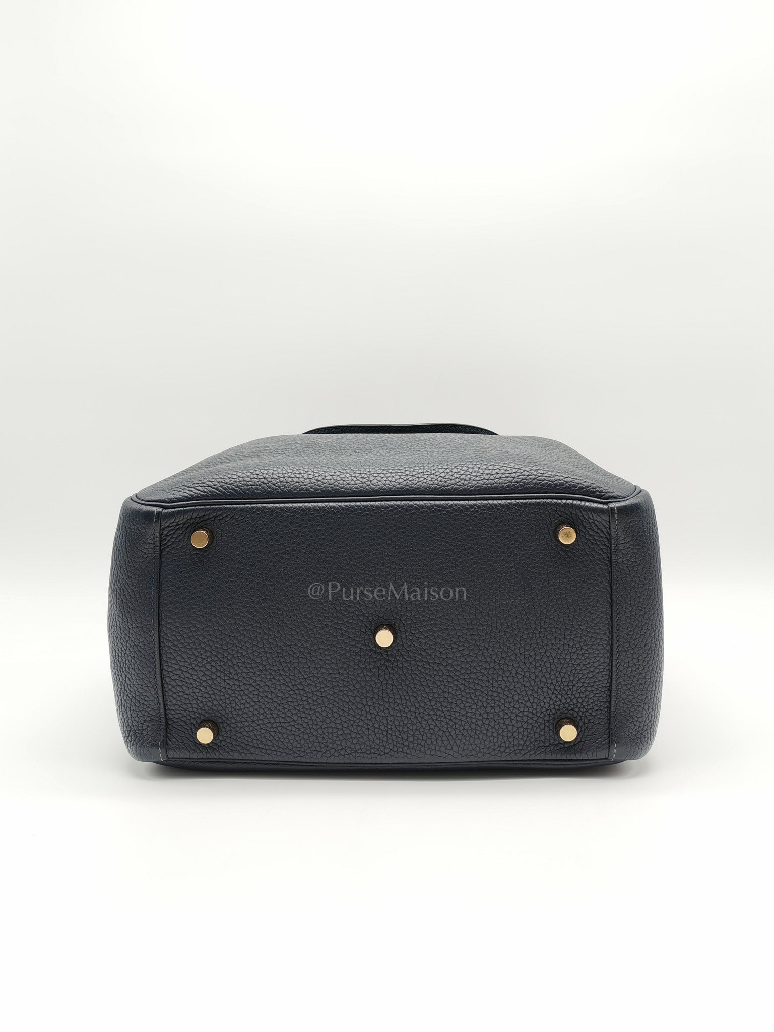 Lindy 30 in Blue Navy Clemence Leather & Gold Hardware Stamp X (2016)