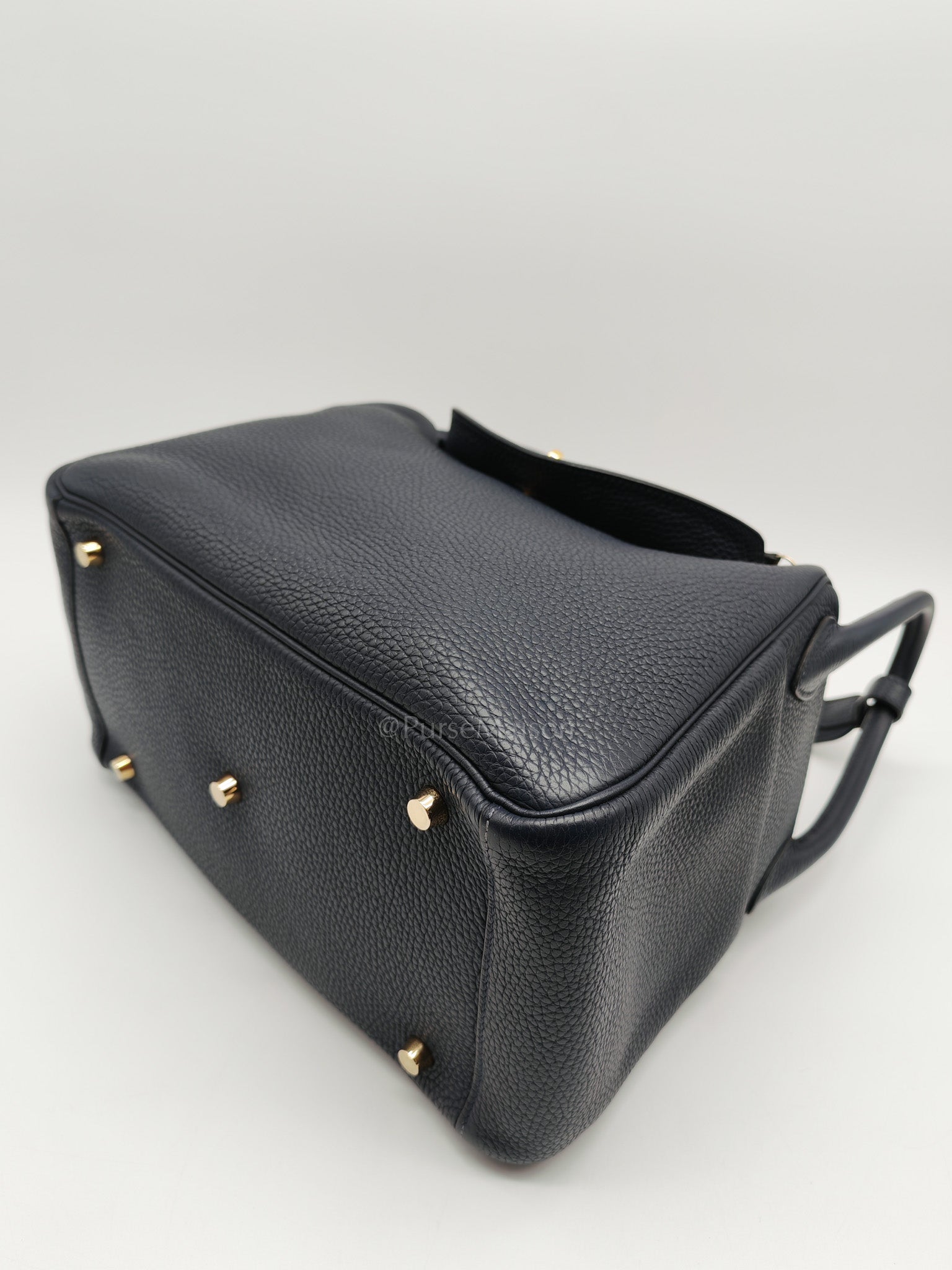 Lindy 30 in Blue Navy Clemence Leather & Gold Hardware Stamp X (2016)