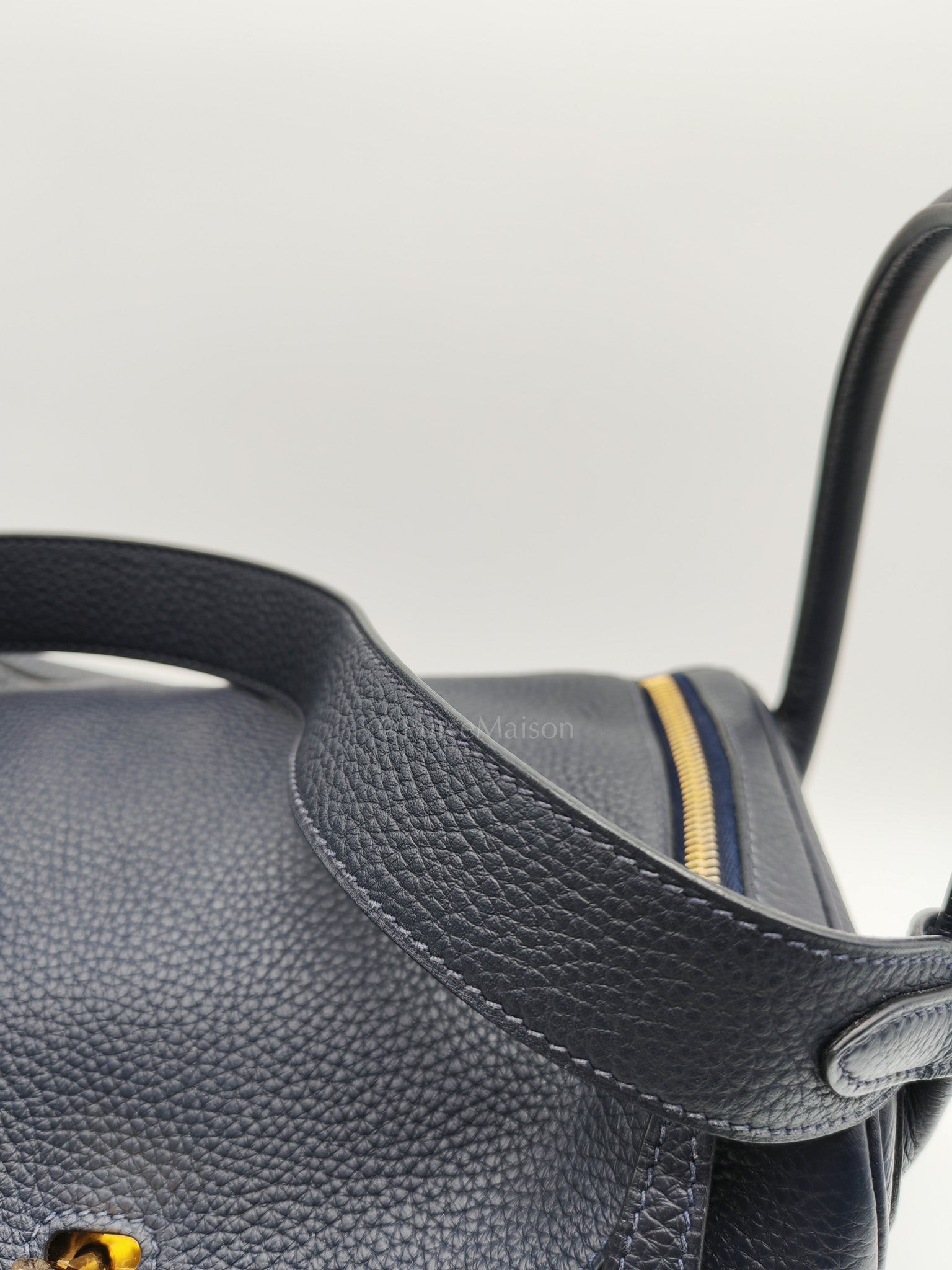 Lindy 30 in Blue Navy Clemence Leather & Gold Hardware Stamp X (2016)