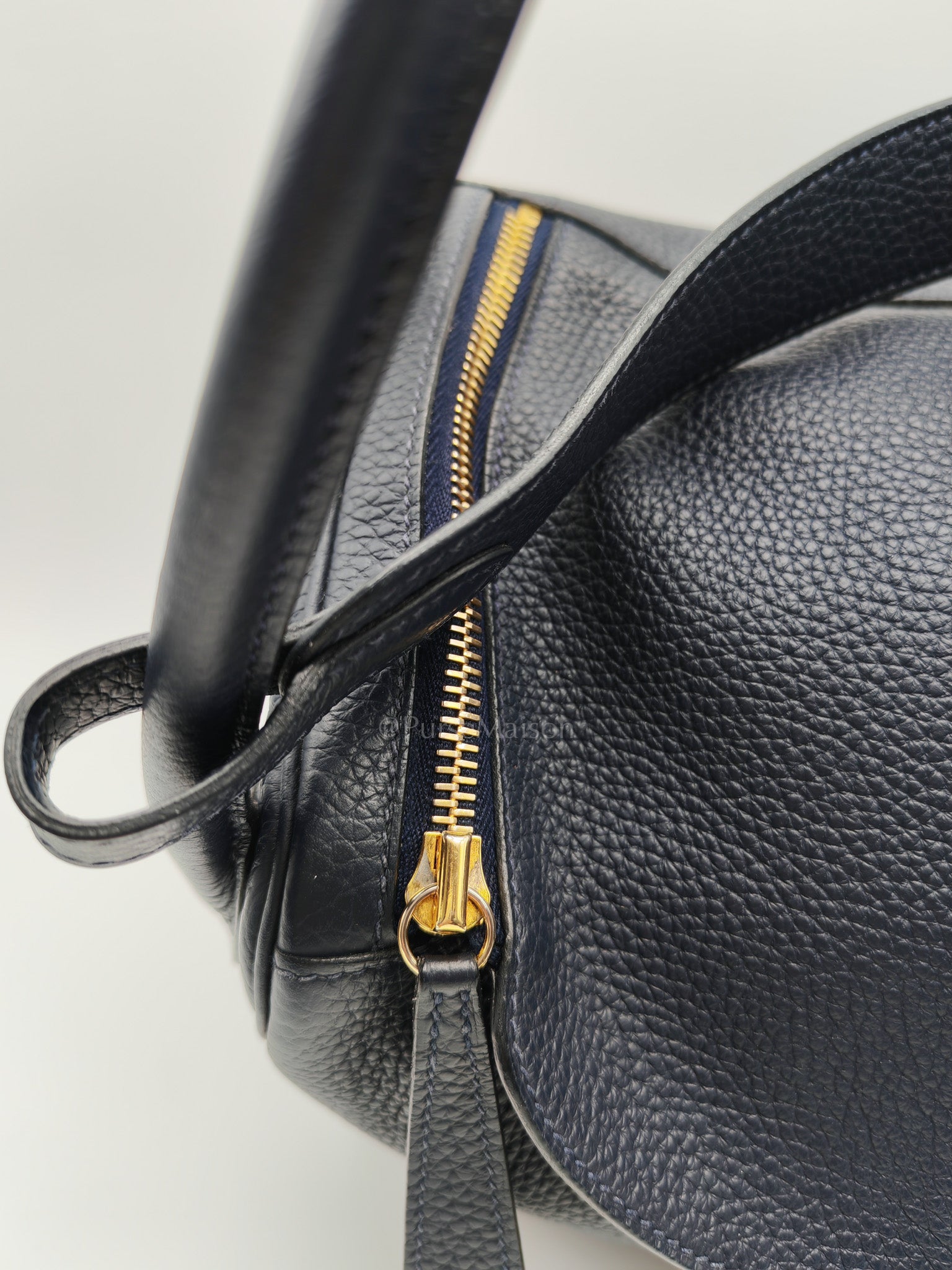 Lindy 30 in Blue Navy Clemence Leather & Gold Hardware Stamp X (2016)