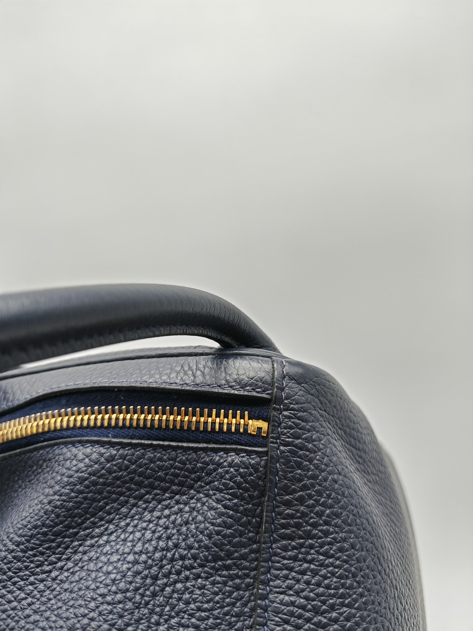 Lindy 30 in Blue Navy Clemence Leather & Gold Hardware Stamp X (2016)