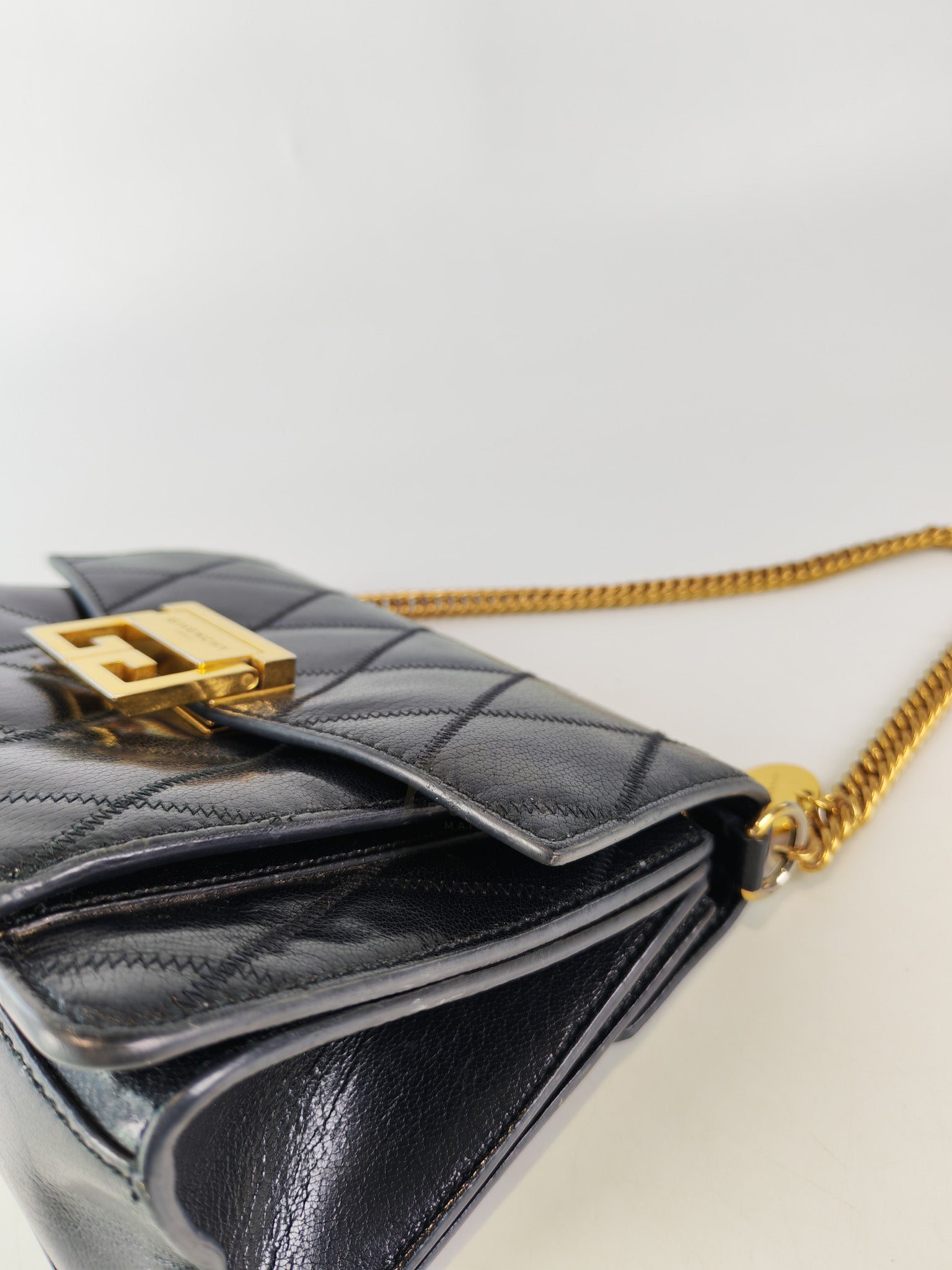 GV3 Small Shoulder Bag in Black Quilted Caviar Goatskin Leather Gold Hardware | Purse Maison Luxury Bags Shop