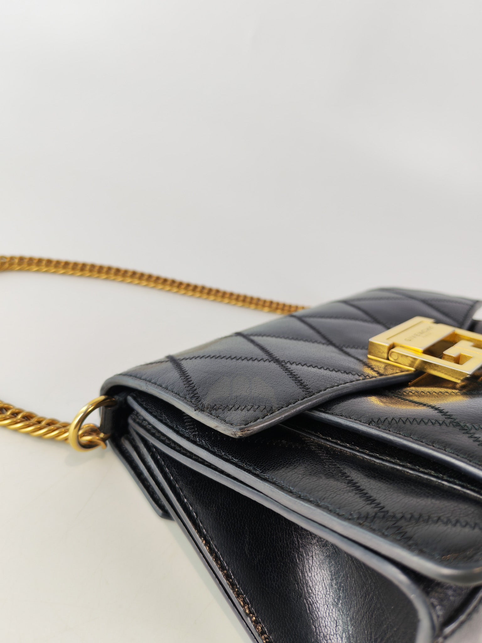 GV3 Small Shoulder Bag in Black Quilted Caviar Goatskin Leather Gold Hardware | Purse Maison Luxury Bags Shop