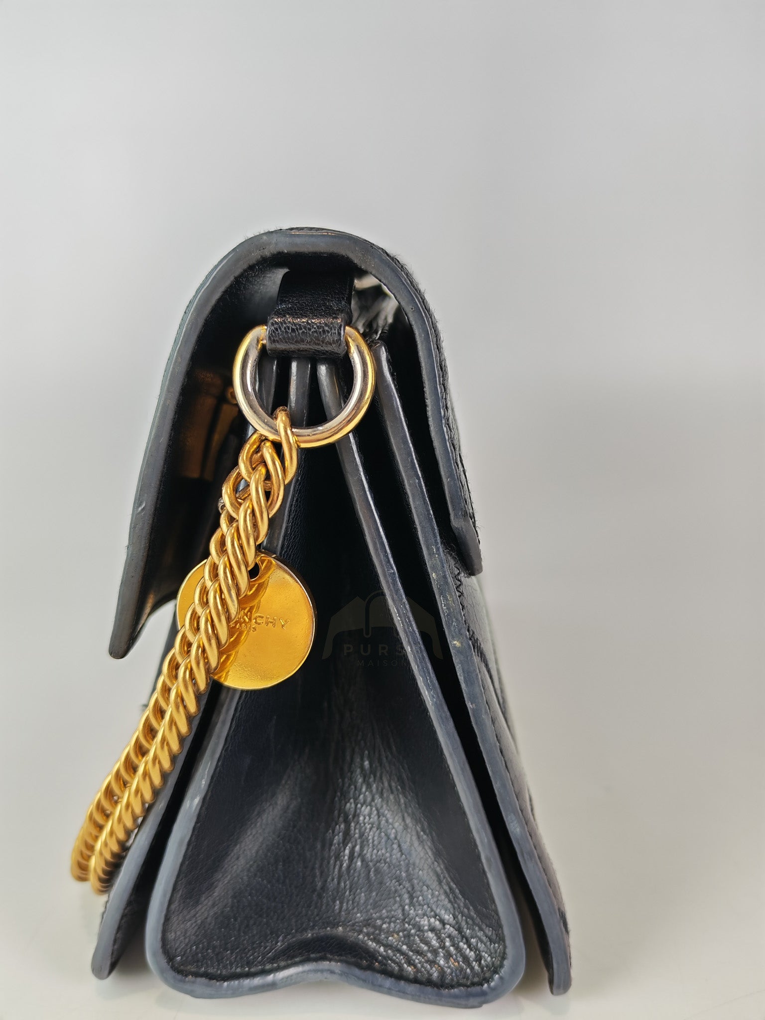 GV3 Small Shoulder Bag in Black Quilted Caviar Goatskin Leather Gold Hardware | Purse Maison Luxury Bags Shop