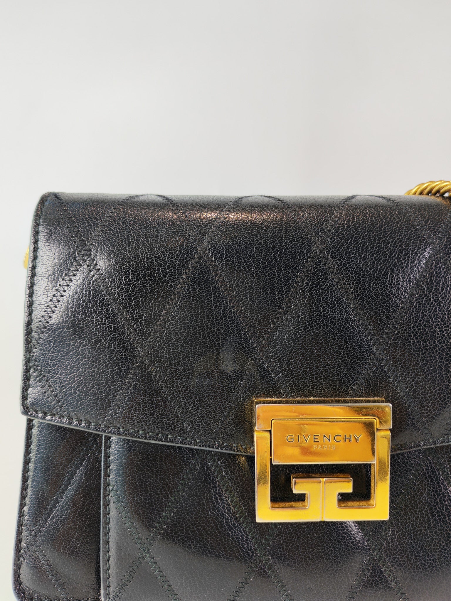 GV3 Small Shoulder Bag in Black Quilted Caviar Goatskin Leather Gold Hardware | Purse Maison Luxury Bags Shop
