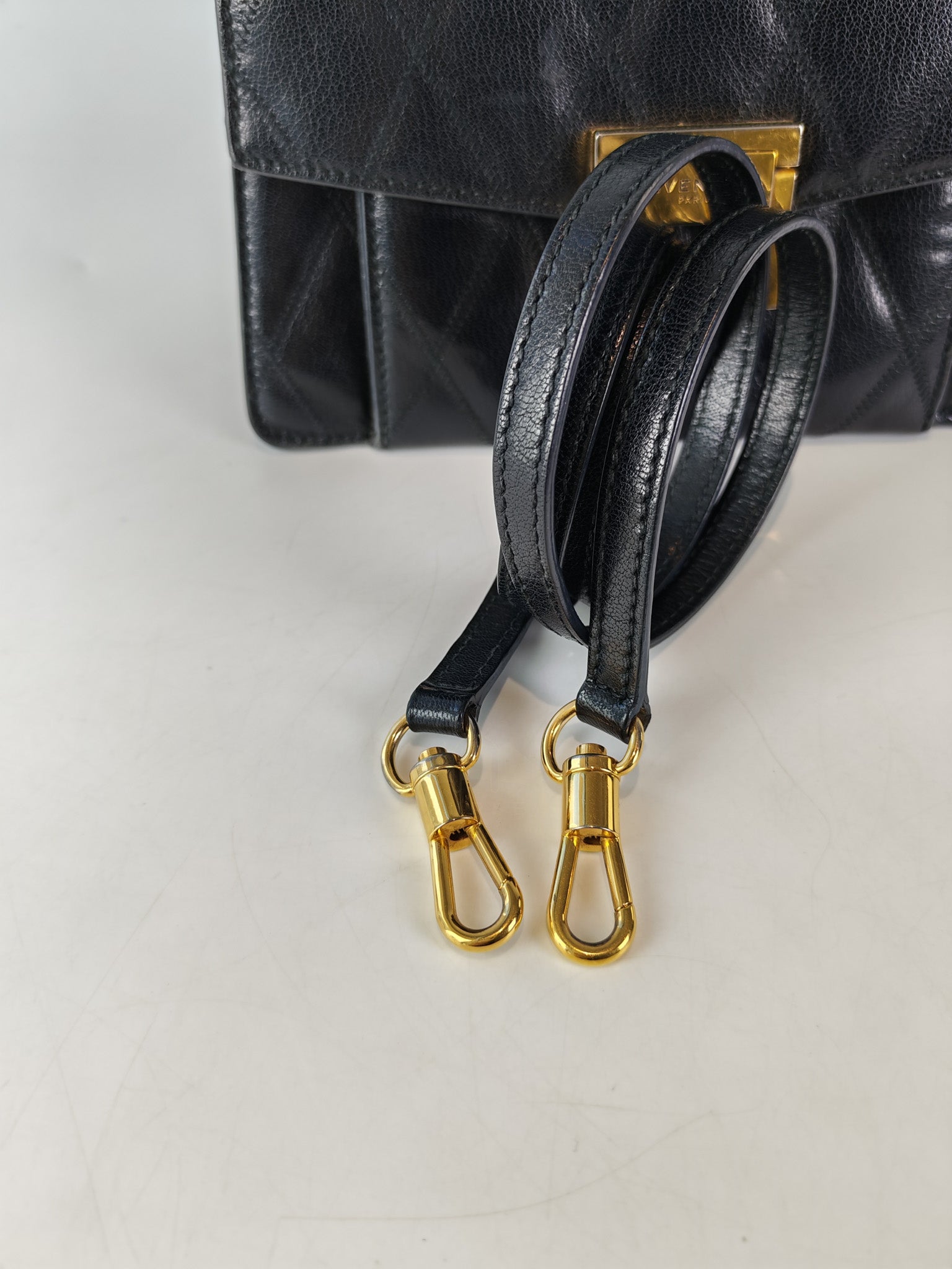 GV3 Small Shoulder Bag in Black Quilted Caviar Goatskin Leather Gold Hardware | Purse Maison Luxury Bags Shop