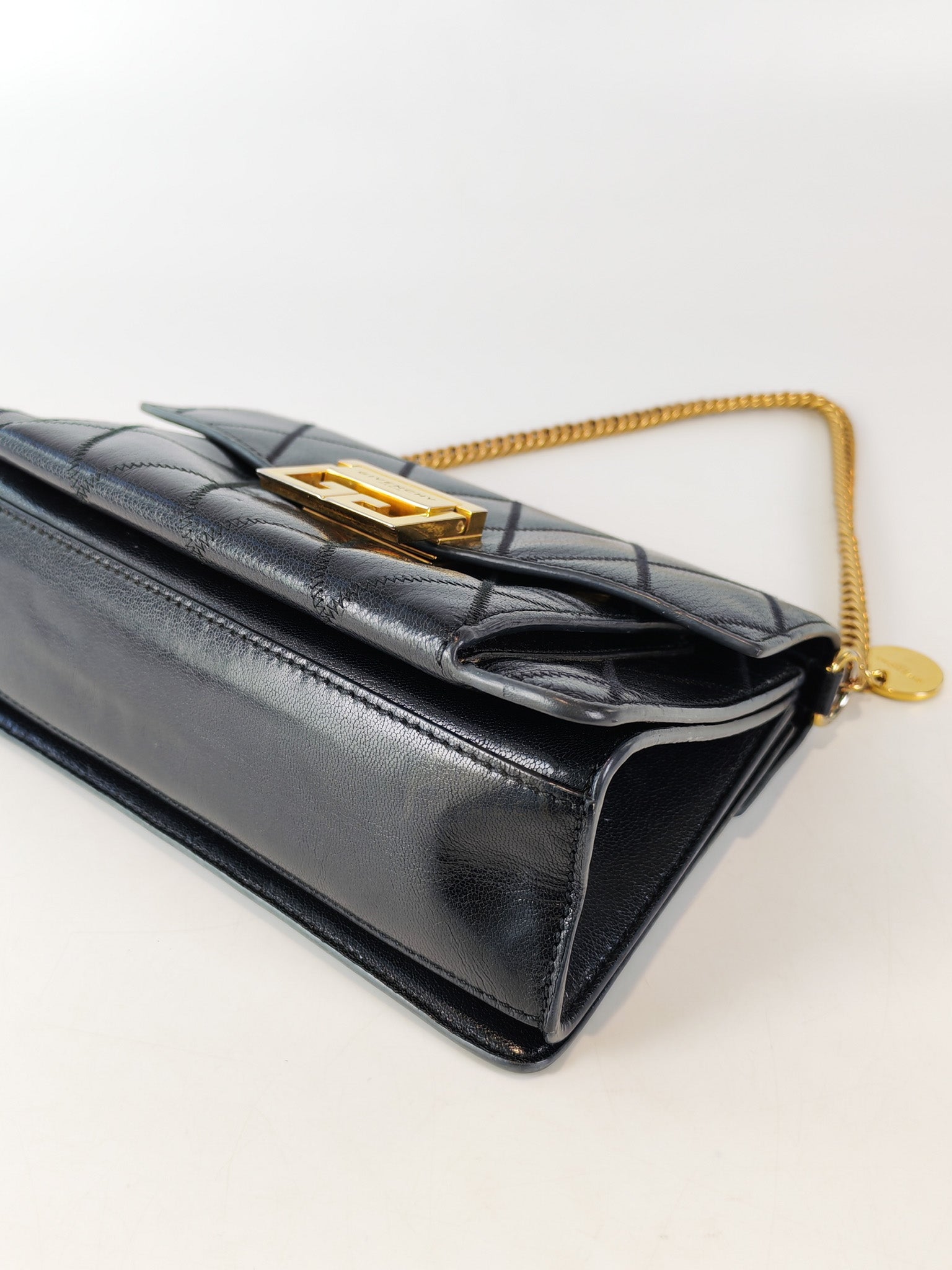 GV3 Small Shoulder Bag in Black Quilted Caviar Goatskin Leather Gold Hardware | Purse Maison Luxury Bags Shop