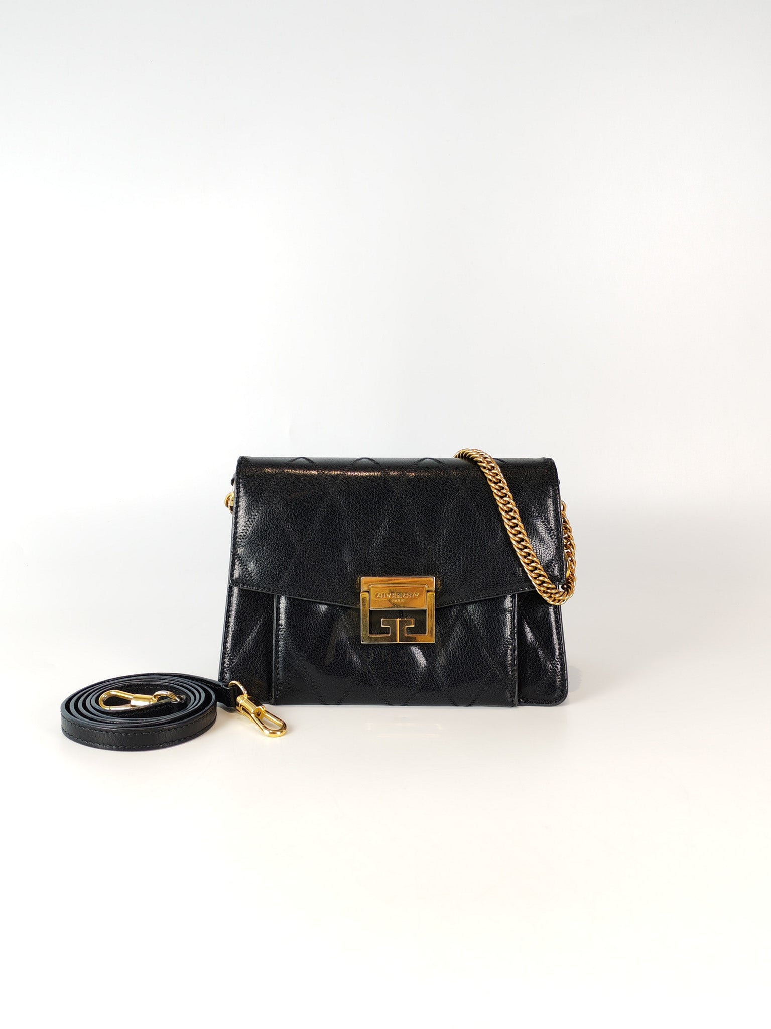 GV3 Small Shoulder Bag in Black Quilted Caviar Goatskin Leather Gold Hardware | Purse Maison Luxury Bags Shop