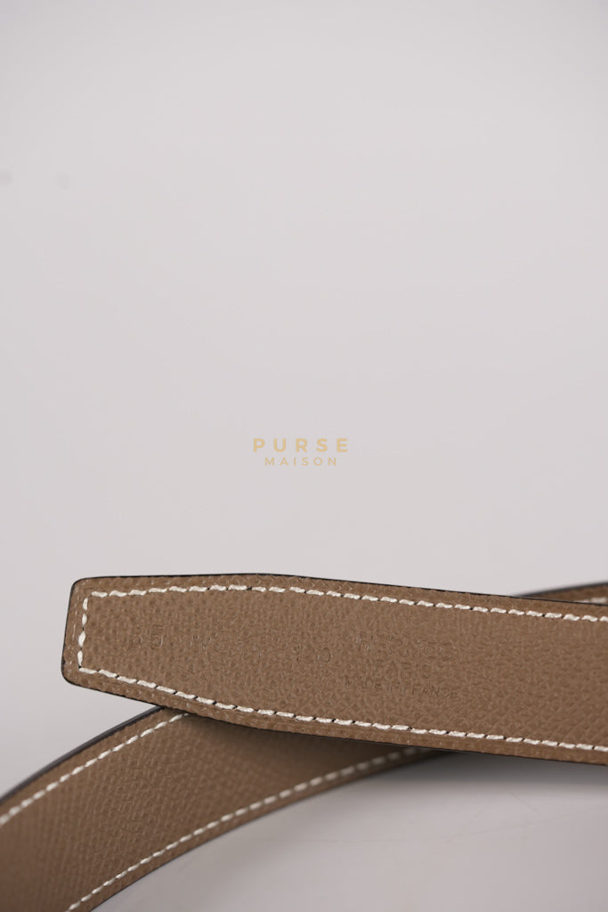 H Buckle Belt Reversible in Black/Etoupe 85 Stamp W (2024) | Purse Maison Luxury Bags Shop