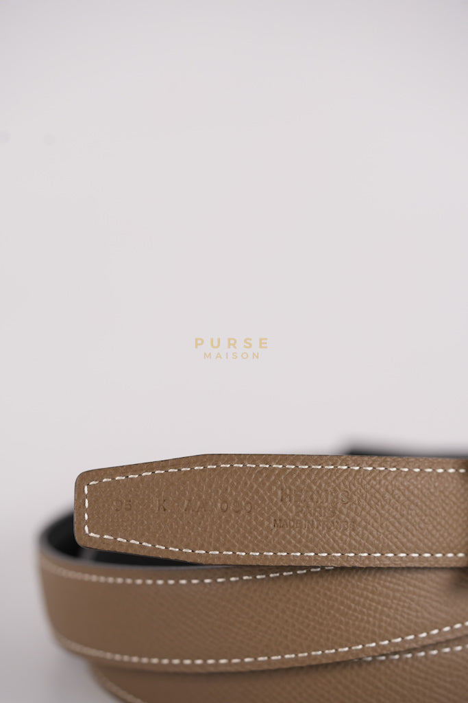 H Buckle Belt Reversible in Etoupe/Black 95 Stamp K (2025) | Purse Maison Luxury Bags Shop