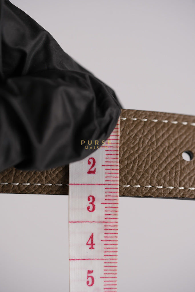 H Buckle Belt Reversible in Etoupe/Black 95 Stamp K (2025) | Purse Maison Luxury Bags Shop