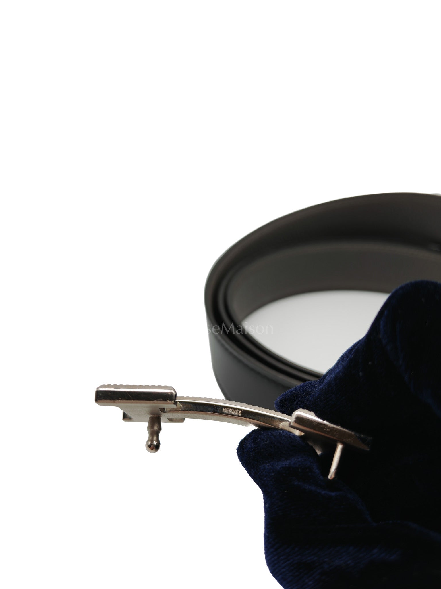 H Buckle Reversible Belt Black Swift & Togo Leather in Palladium Hardware Stamp A(2017) Size 120cm | Purse Maison Luxury Bags Shop