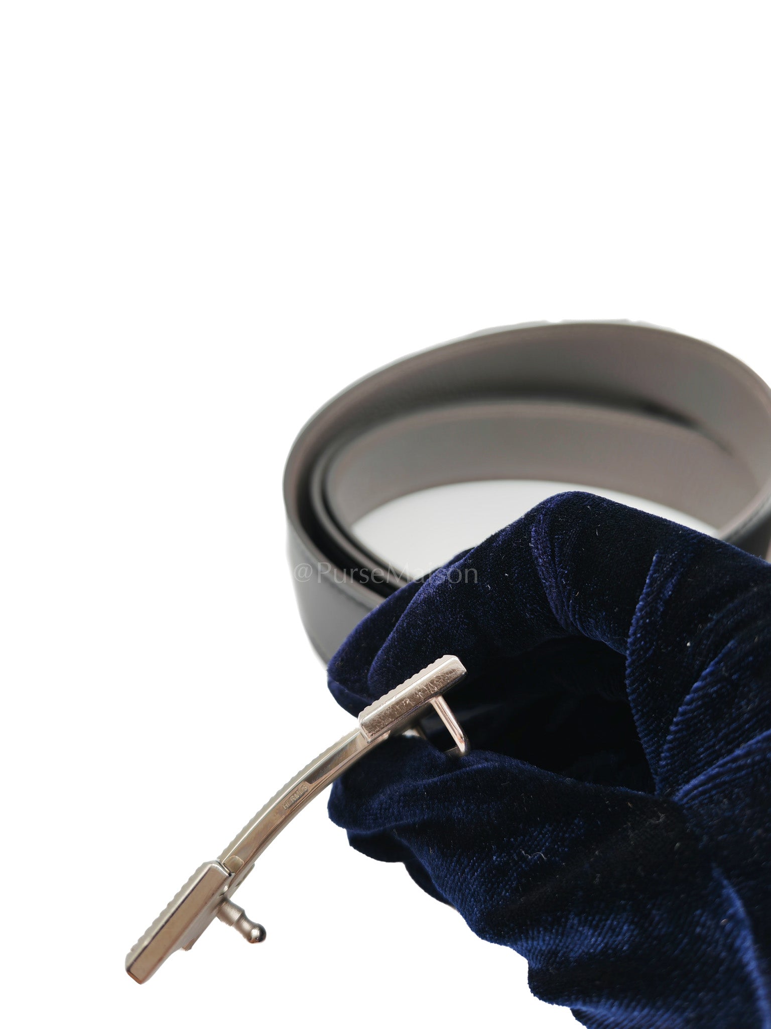 H Buckle Reversible Belt Black Swift & Togo Leather in Palladium Hardware Stamp A(2017) Size 120cm | Purse Maison Luxury Bags Shop