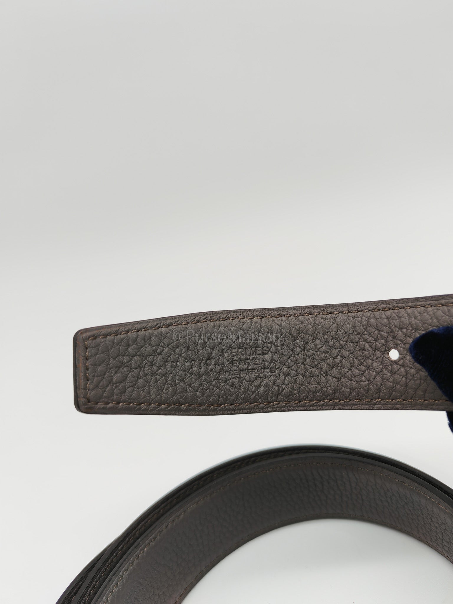 H Buckle Reversible Belt Black Swift & Togo Leather in Palladium Hardware Stamp A(2017) Size 120cm | Purse Maison Luxury Bags Shop