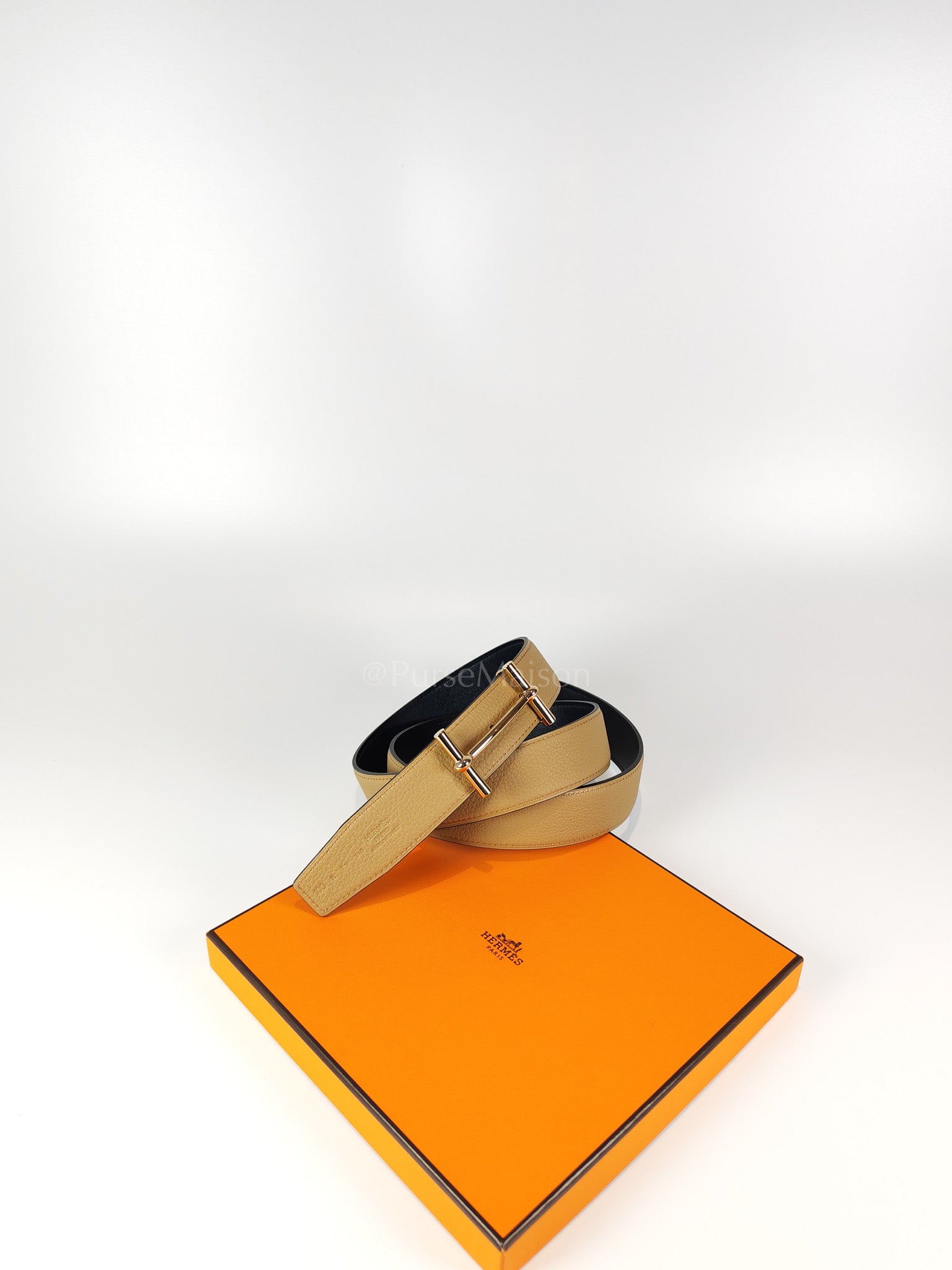 H d'Andre Reversible Belt in Beige Togo and Permabrass Hardware Stamp K(2025) | Purse Maison Luxury Bags Shop