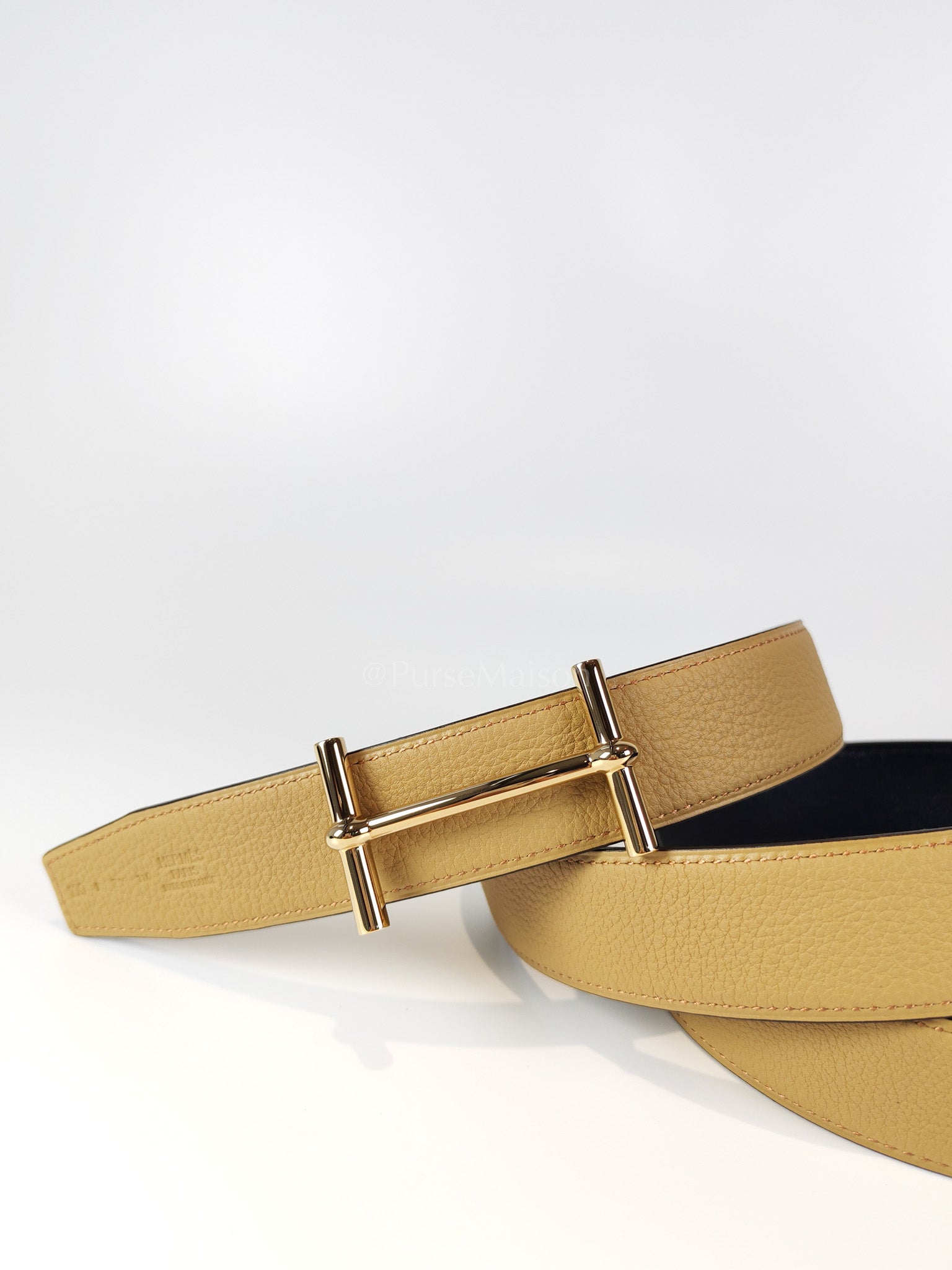 H d'Andre Reversible Belt in Beige Togo and Permabrass Hardware Stamp K(2025) | Purse Maison Luxury Bags Shop