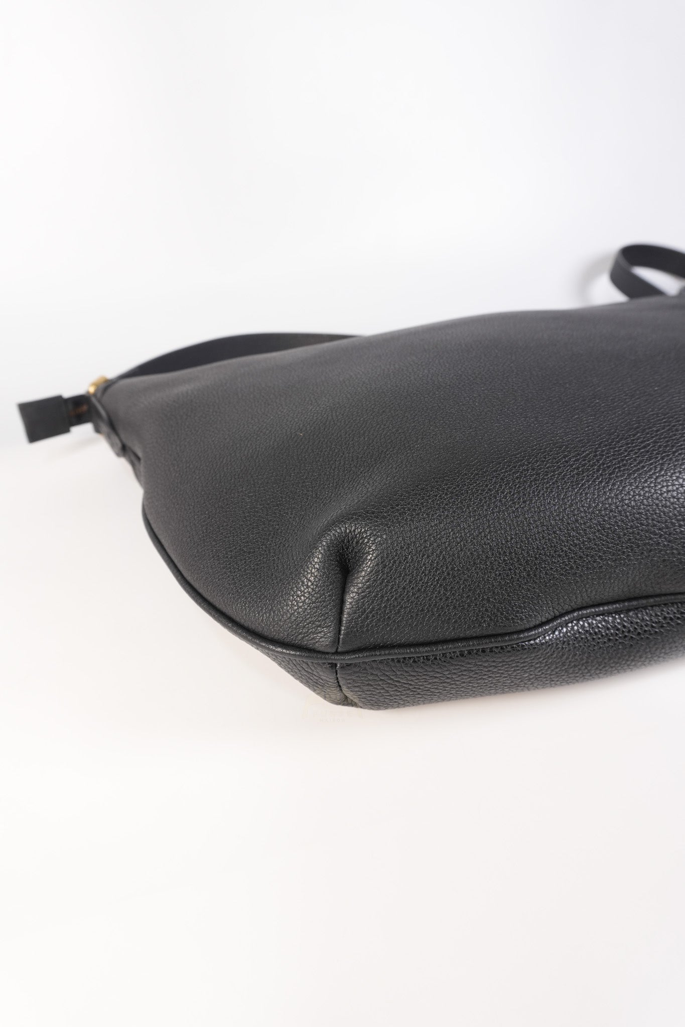 Half Moon Logo Hobo Shoulder Bag in Black Calfskin Leather | Purse Maison Luxury Bags Shop