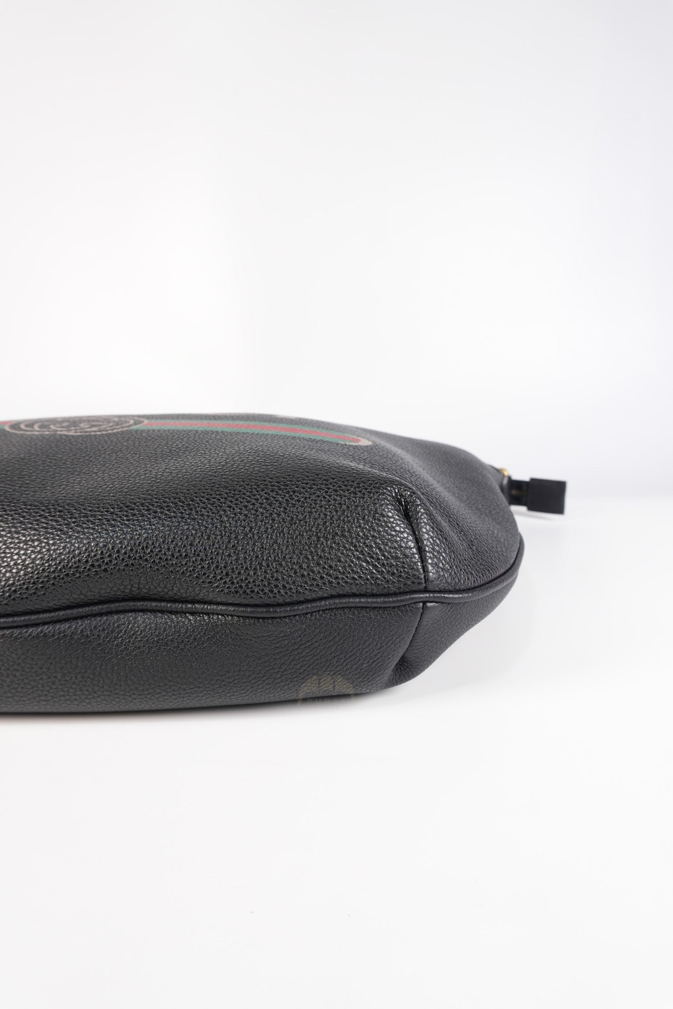 Half Moon Logo Hobo Shoulder Bag in Black Calfskin Leather | Purse Maison Luxury Bags Shop