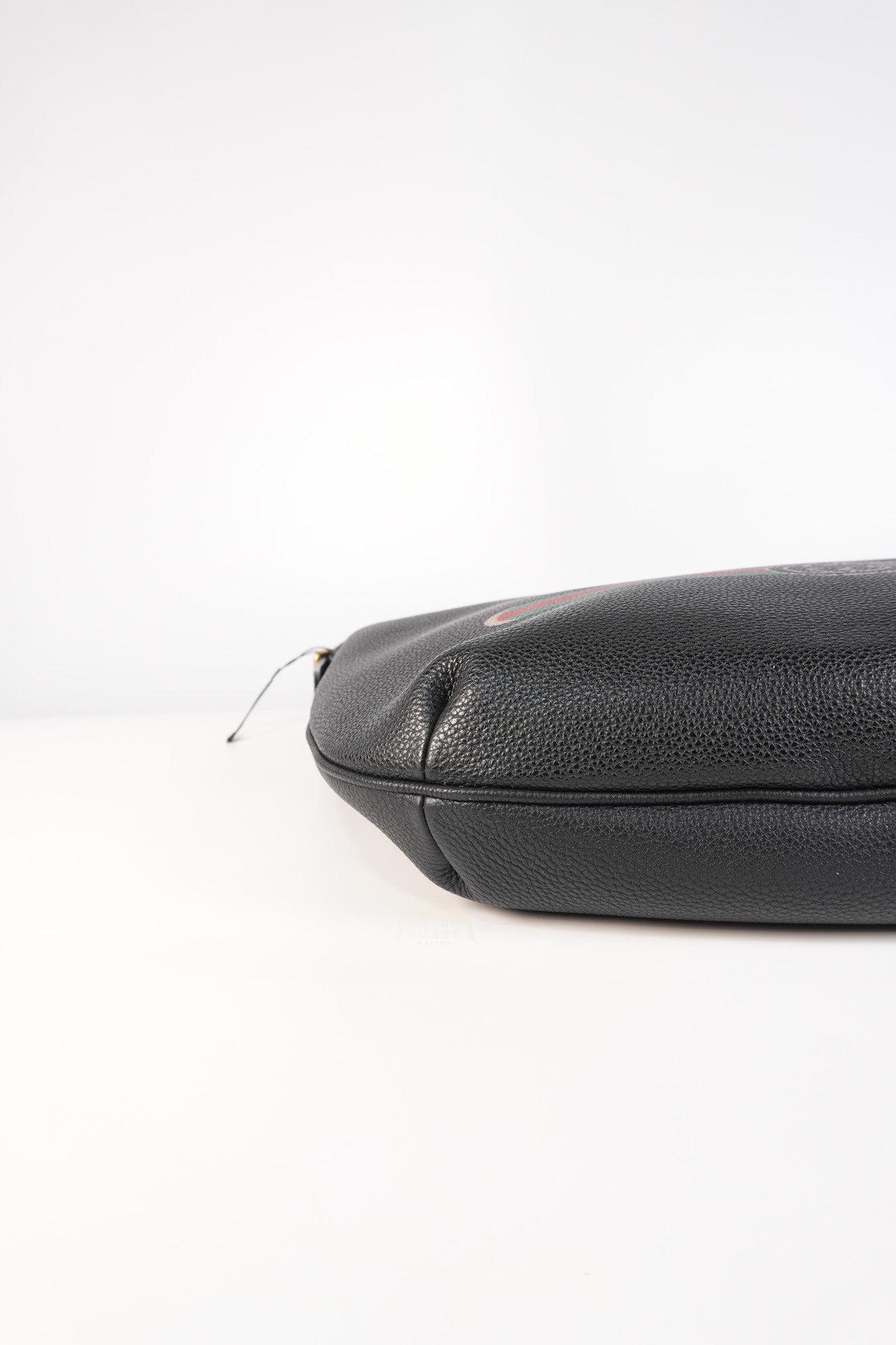 Half Moon Logo Hobo Shoulder Bag in Black Calfskin Leather | Purse Maison Luxury Bags Shop