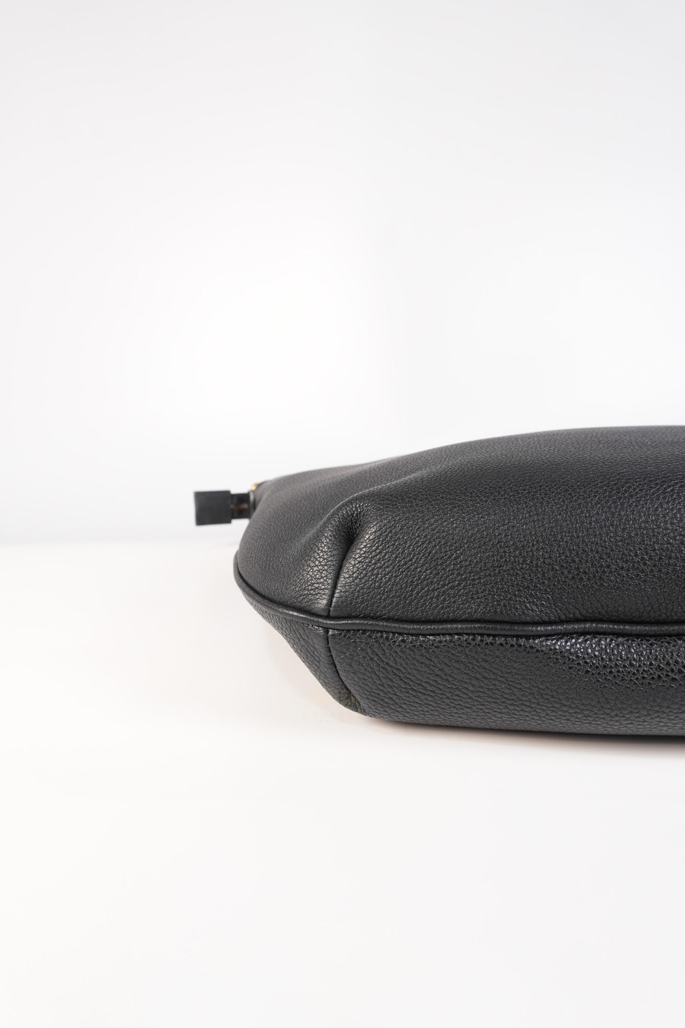Half Moon Logo Hobo Shoulder Bag in Black Calfskin Leather | Purse Maison Luxury Bags Shop