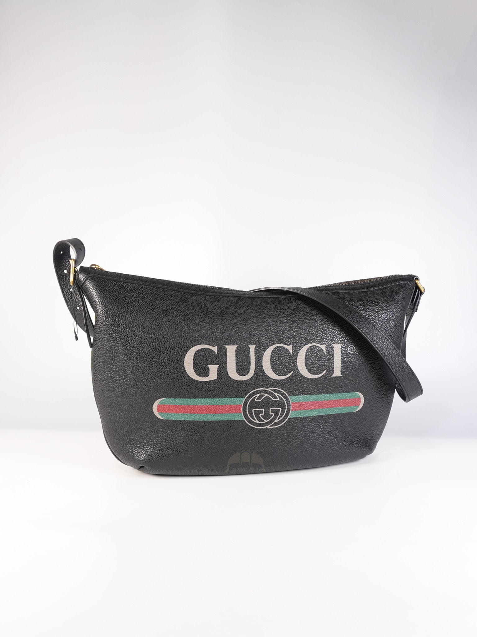 Half Moon Logo Hobo Shoulder Bag in Black Calfskin Leather | Purse Maison Luxury Bags Shop