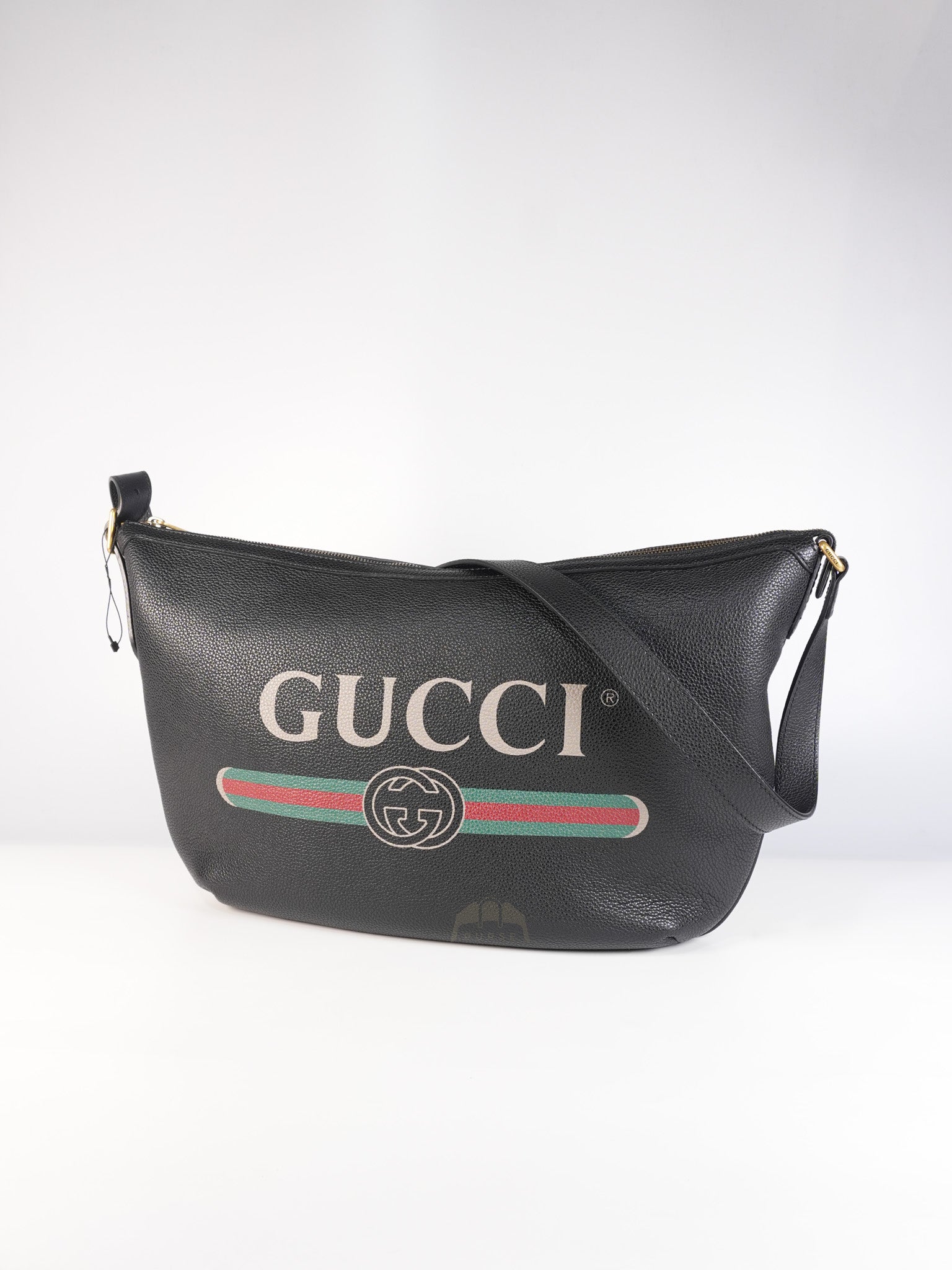 Half Moon Logo Hobo Shoulder Bag in Black Calfskin Leather | Purse Maison Luxury Bags Shop