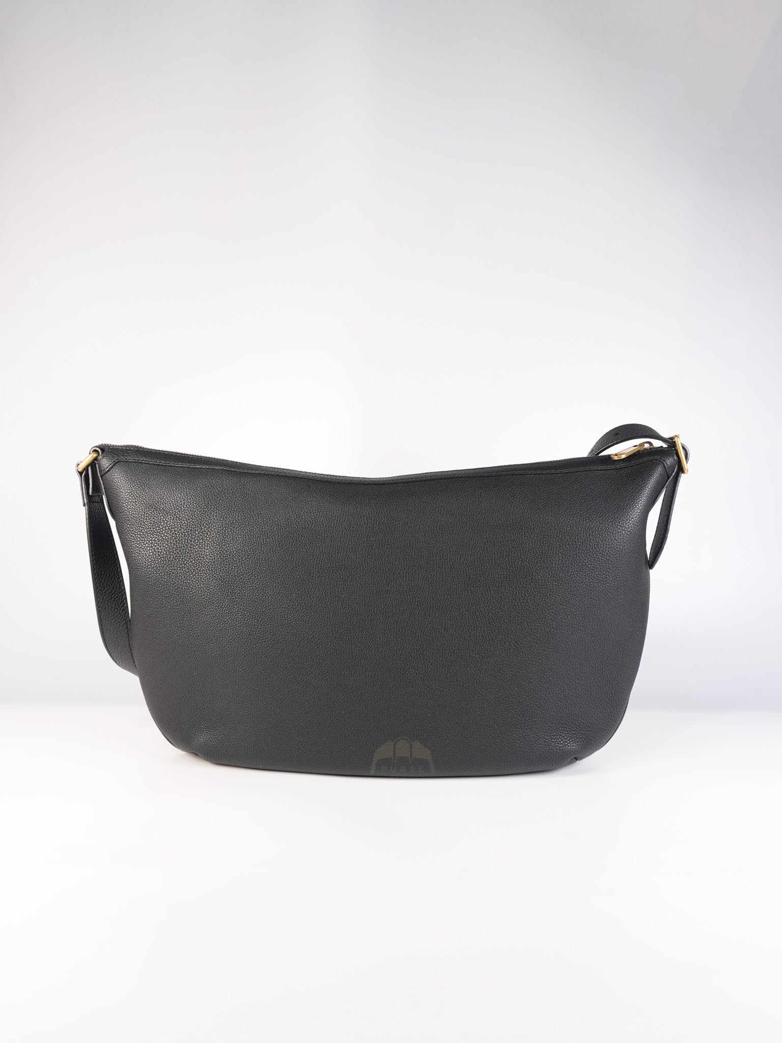 Half Moon Logo Hobo Shoulder Bag in Black Calfskin Leather | Purse Maison Luxury Bags Shop