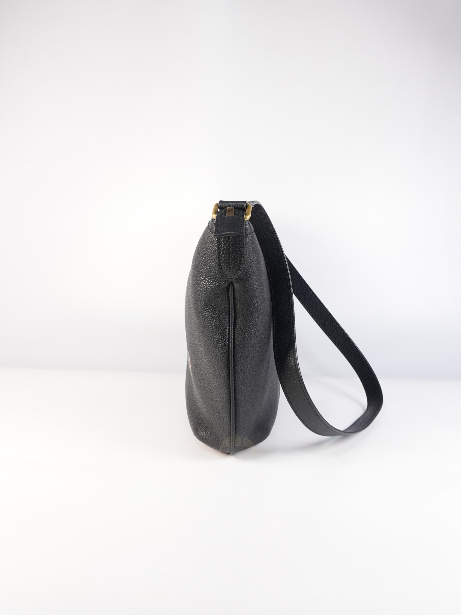 Half Moon Logo Hobo Shoulder Bag in Black Calfskin Leather | Purse Maison Luxury Bags Shop