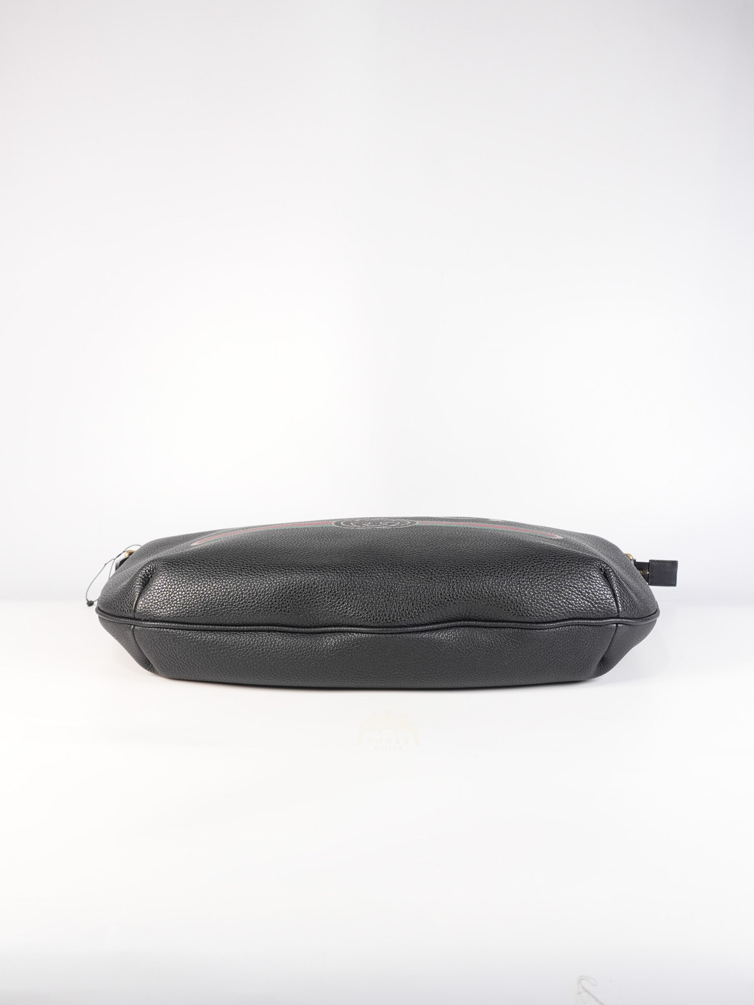 Half Moon Logo Hobo Shoulder Bag in Black Calfskin Leather | Purse Maison Luxury Bags Shop