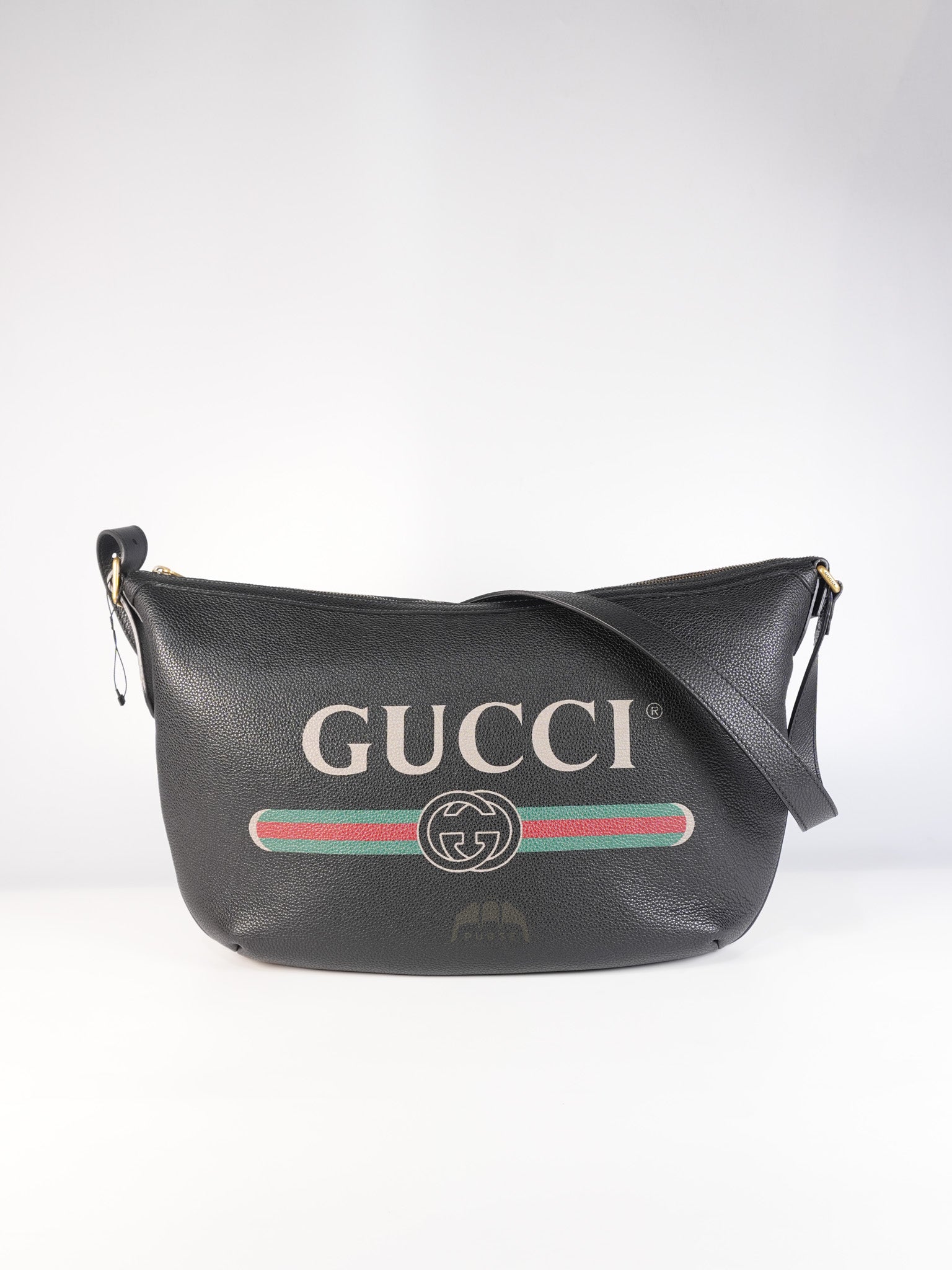 Half Moon Logo Hobo Shoulder Bag in Black Calfskin Leather | Purse Maison Luxury Bags Shop