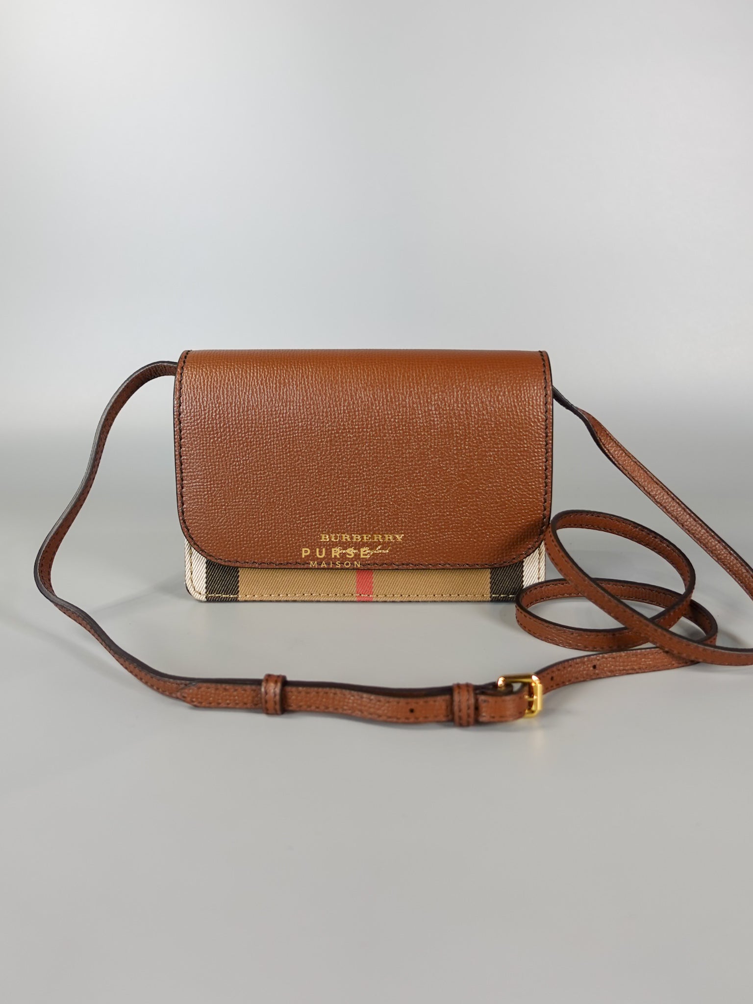 Hampshire Horse Check Canvas Derby Leather Crossbody Bag | Purse Maison Luxury Bags Shop