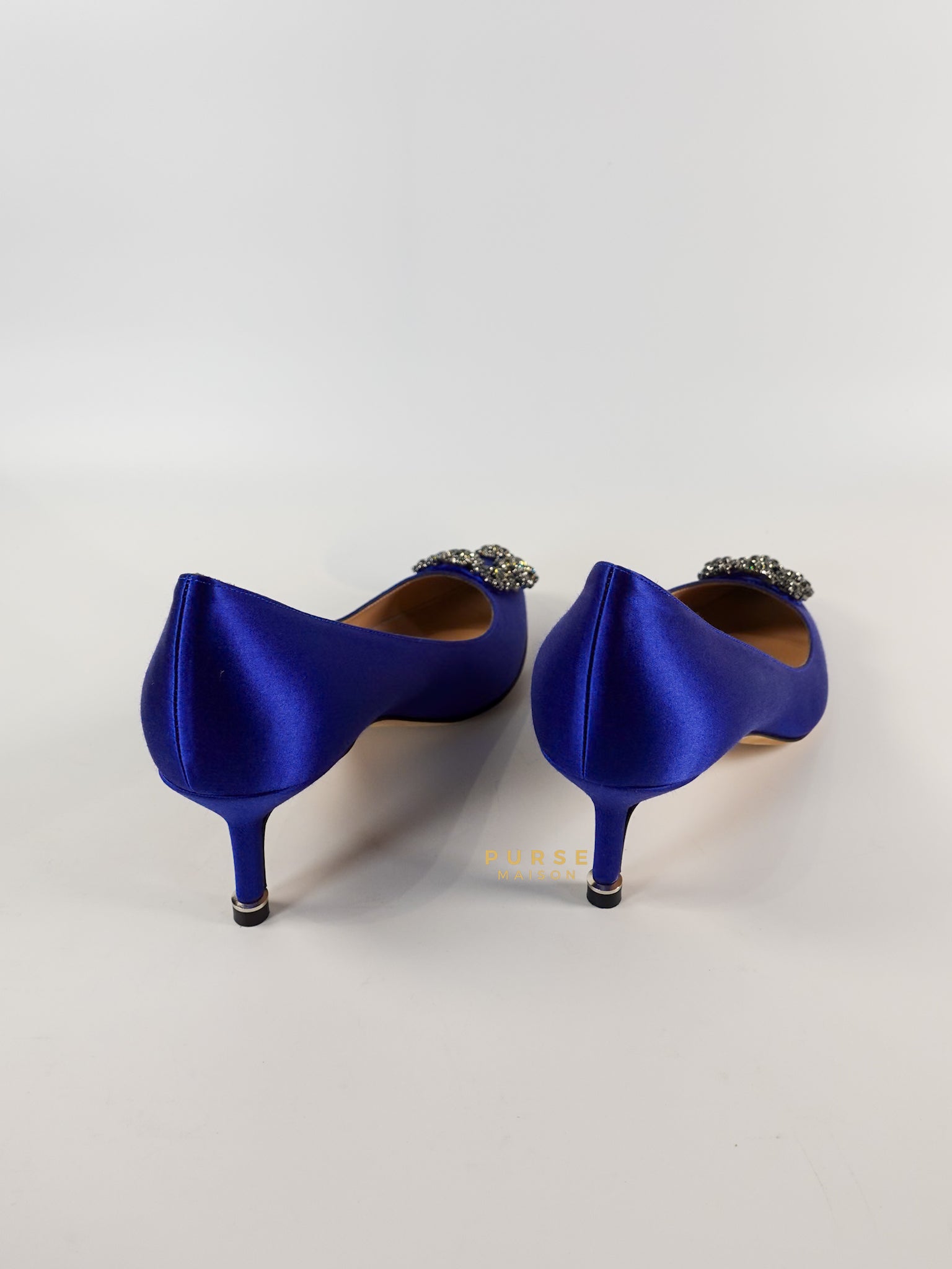 Hangisi 050 Blue Satin Heel Sandals Size 36 EU (24cm) | Purse Maison Luxury Bags Shop