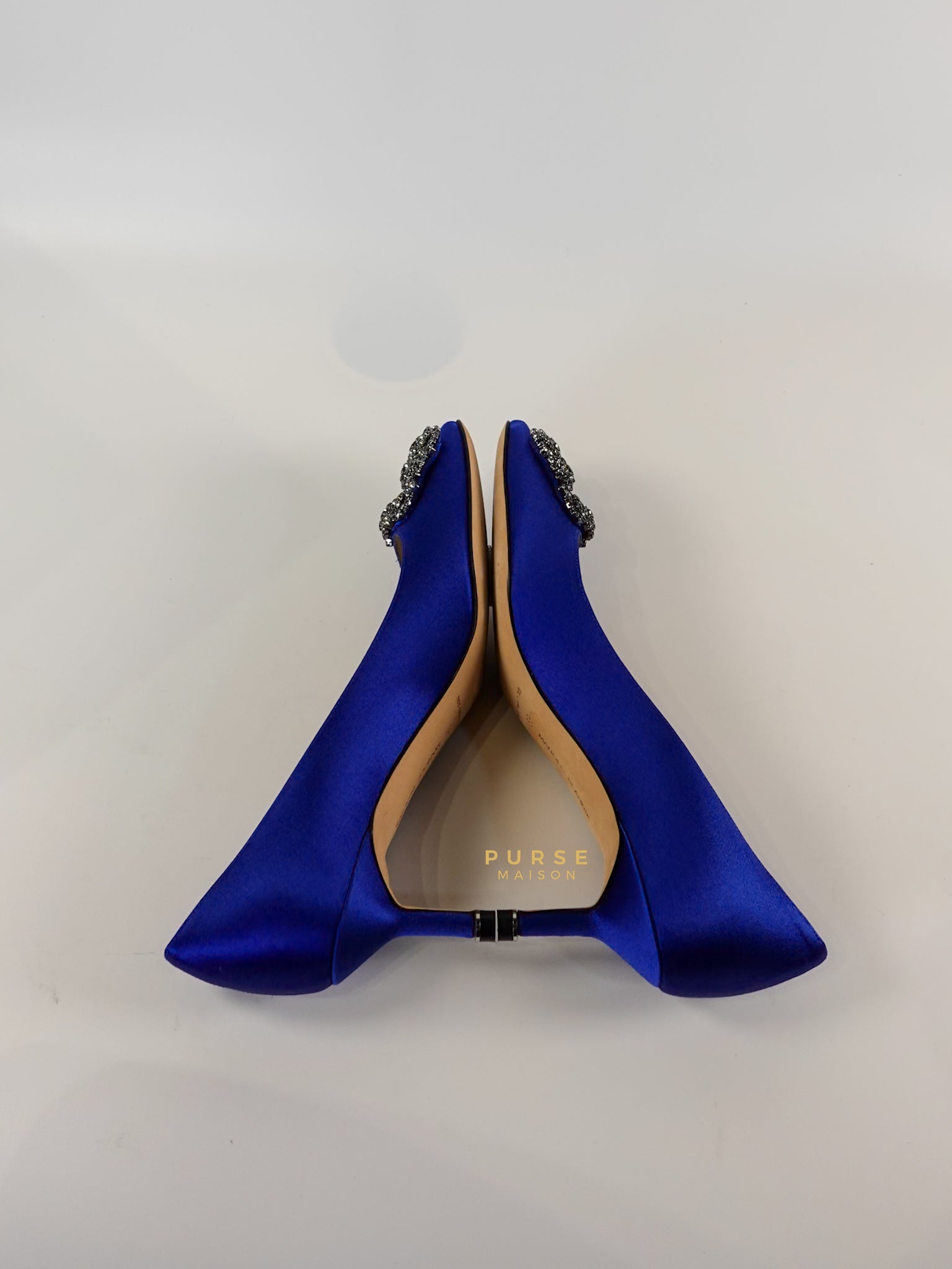 Hangisi 050 Blue Satin Heel Sandals Size 36 EU (24cm) | Purse Maison Luxury Bags Shop