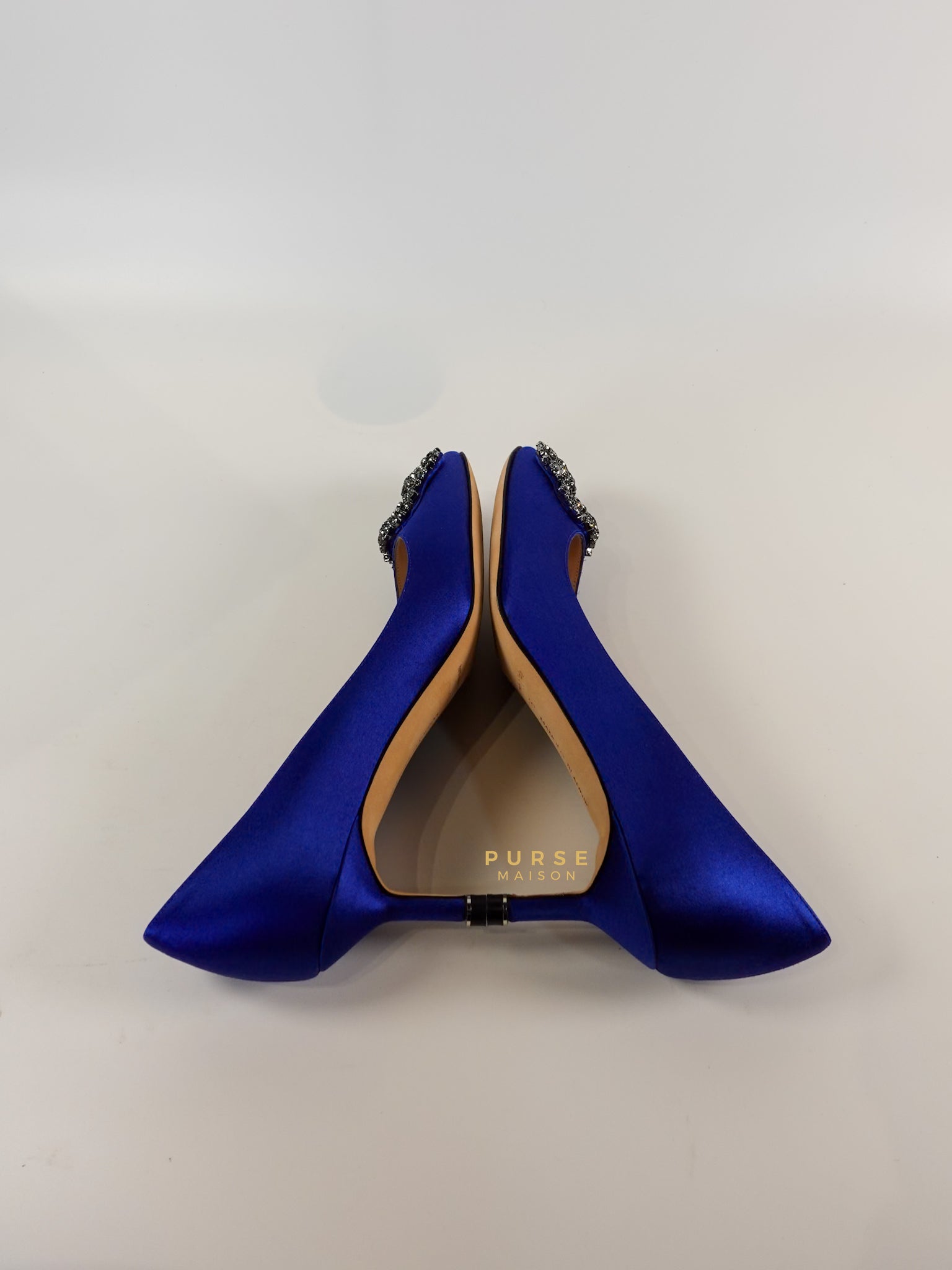 Hangisi 050 Blue Satin Heel Sandals Size 36 EU (24cm) | Purse Maison Luxury Bags Shop