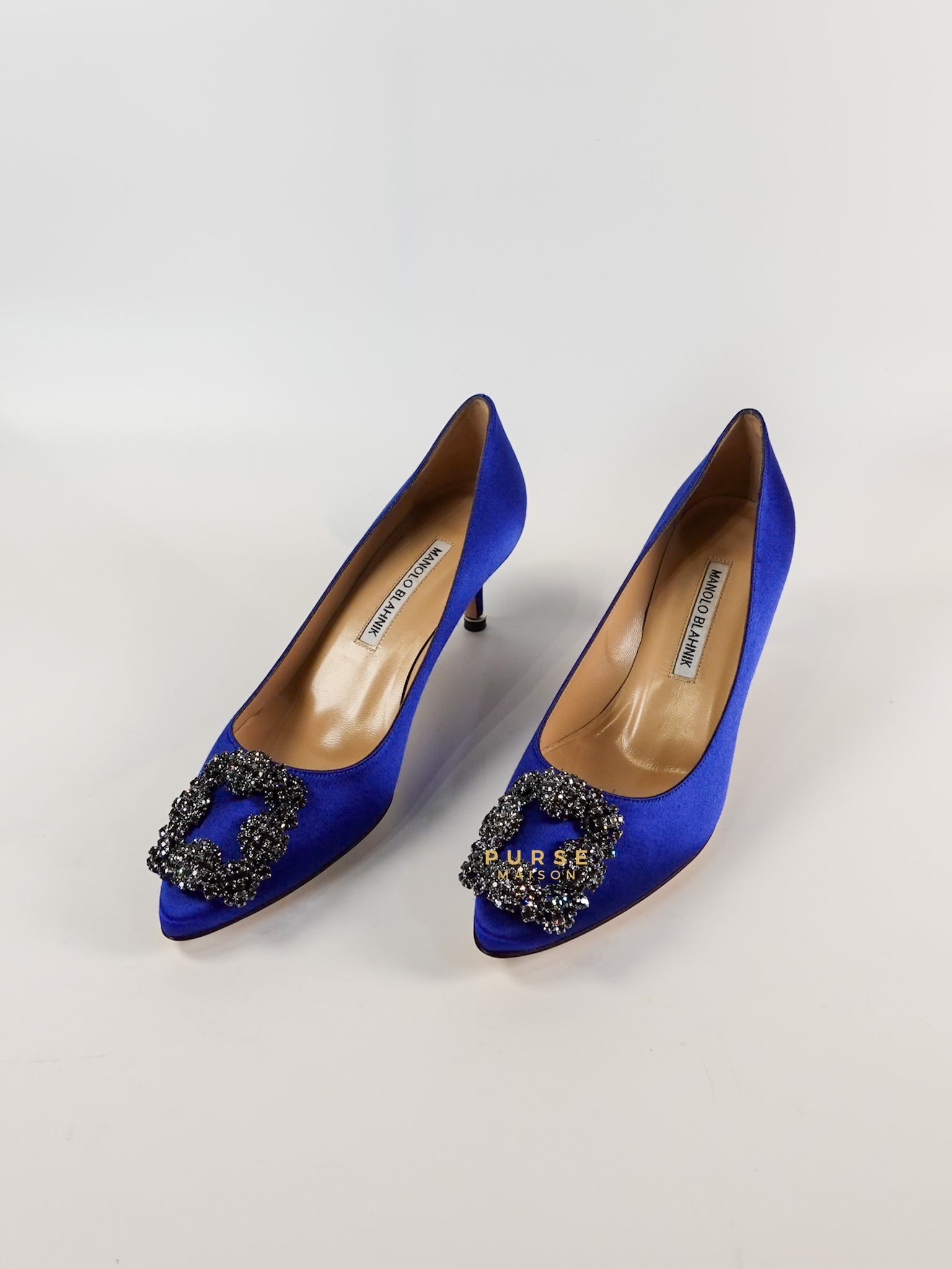 Hangisi 050 Blue Satin Heel Sandals Size 36 EU (24cm) | Purse Maison Luxury Bags Shop