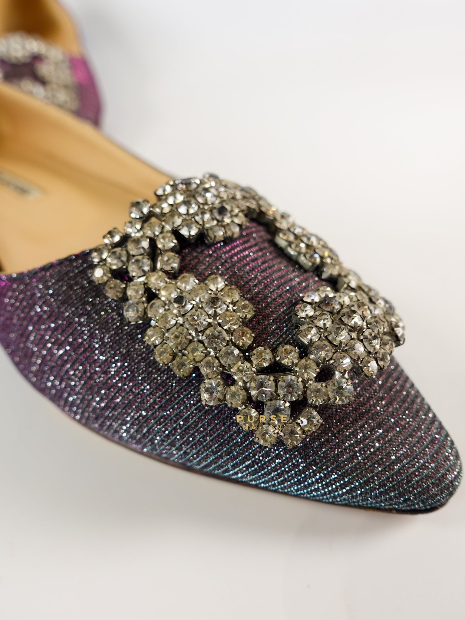 Hangisi Purple/Silver Glitter Fabric Sandals Size 38 (25cm) | Purse Maison Luxury Bags Shop