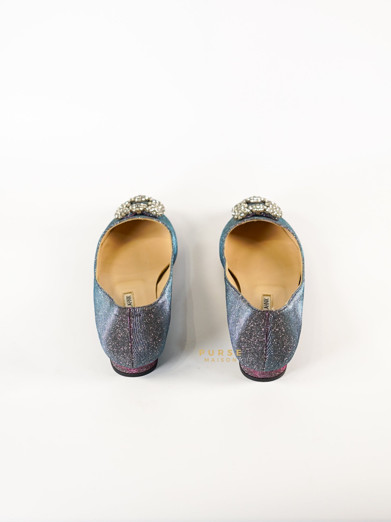 Hangisi Purple/Silver Glitter Fabric Sandals Size 38 (25cm) | Purse Maison Luxury Bags Shop