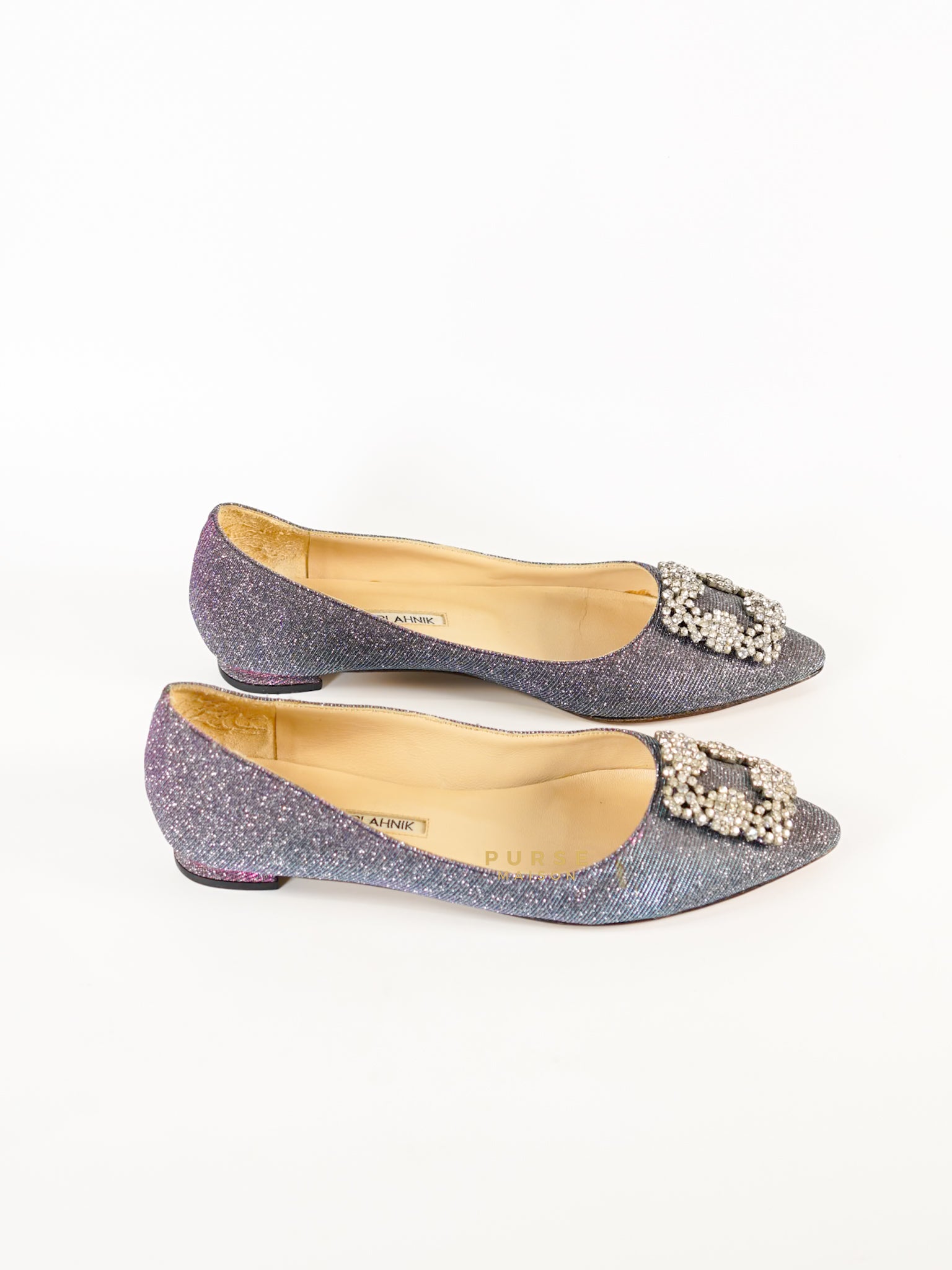 Hangisi Purple/Silver Glitter Fabric Sandals Size 38 (25cm) | Purse Maison Luxury Bags Shop