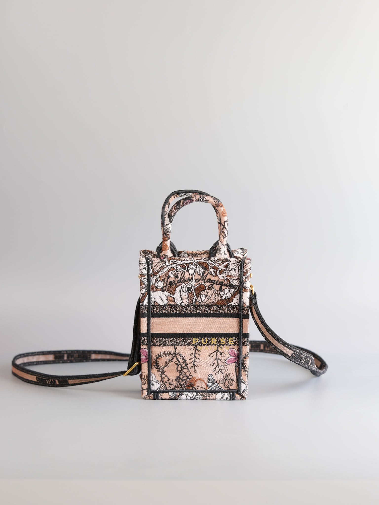 Hardin Magique Embroidered Mini Book Tote Phone Bag (Powder Pink) | Purse Maison Luxury Bags Shop