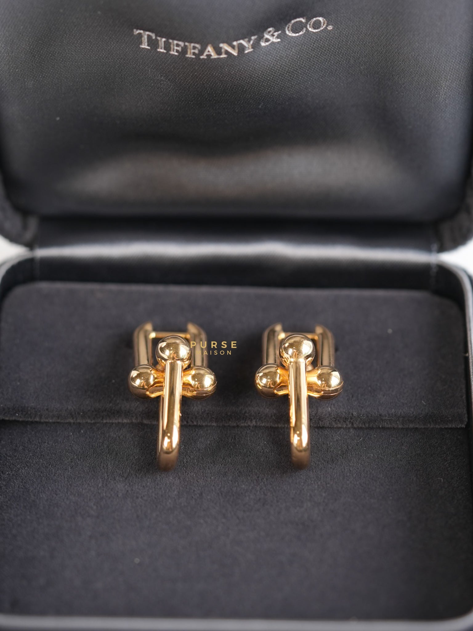 Hardware Link Earrings in 18k Rose Gold Small | Purse Maison Luxury Bags Shop