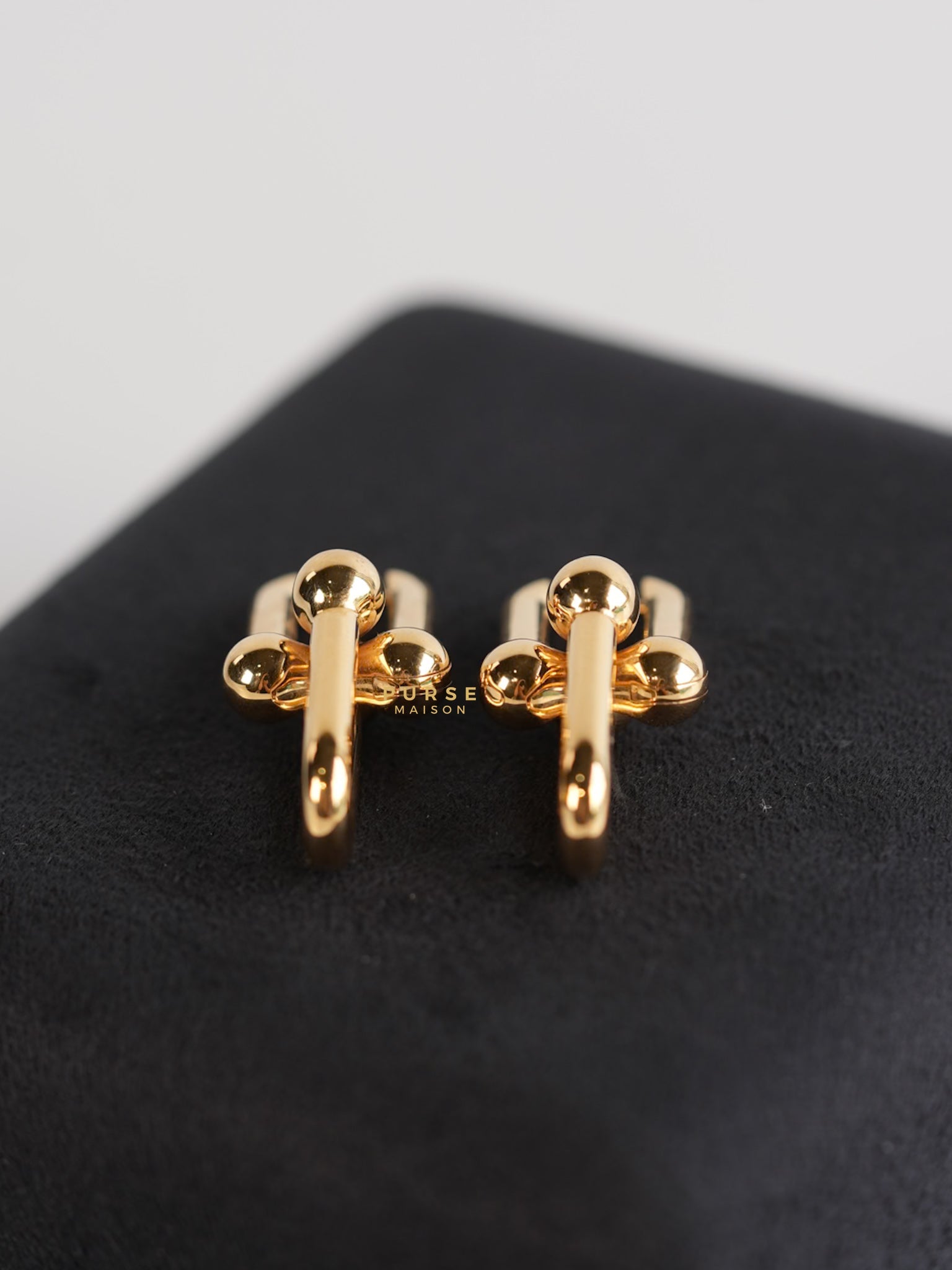 Hardware Link Earrings in 18k Rose Gold Small | Purse Maison Luxury Bags Shop