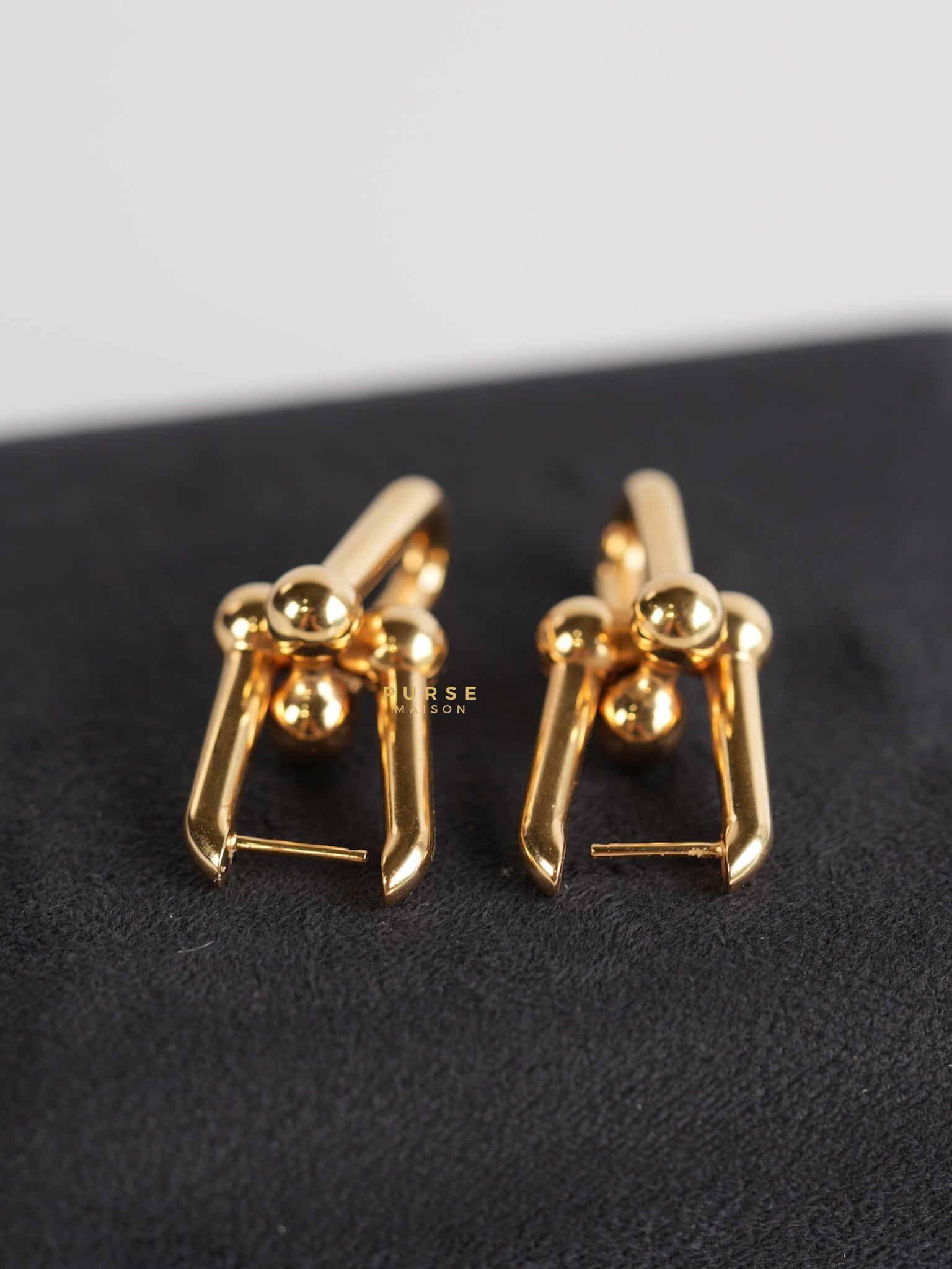 Hardware Link Earrings in 18k Rose Gold Small | Purse Maison Luxury Bags Shop