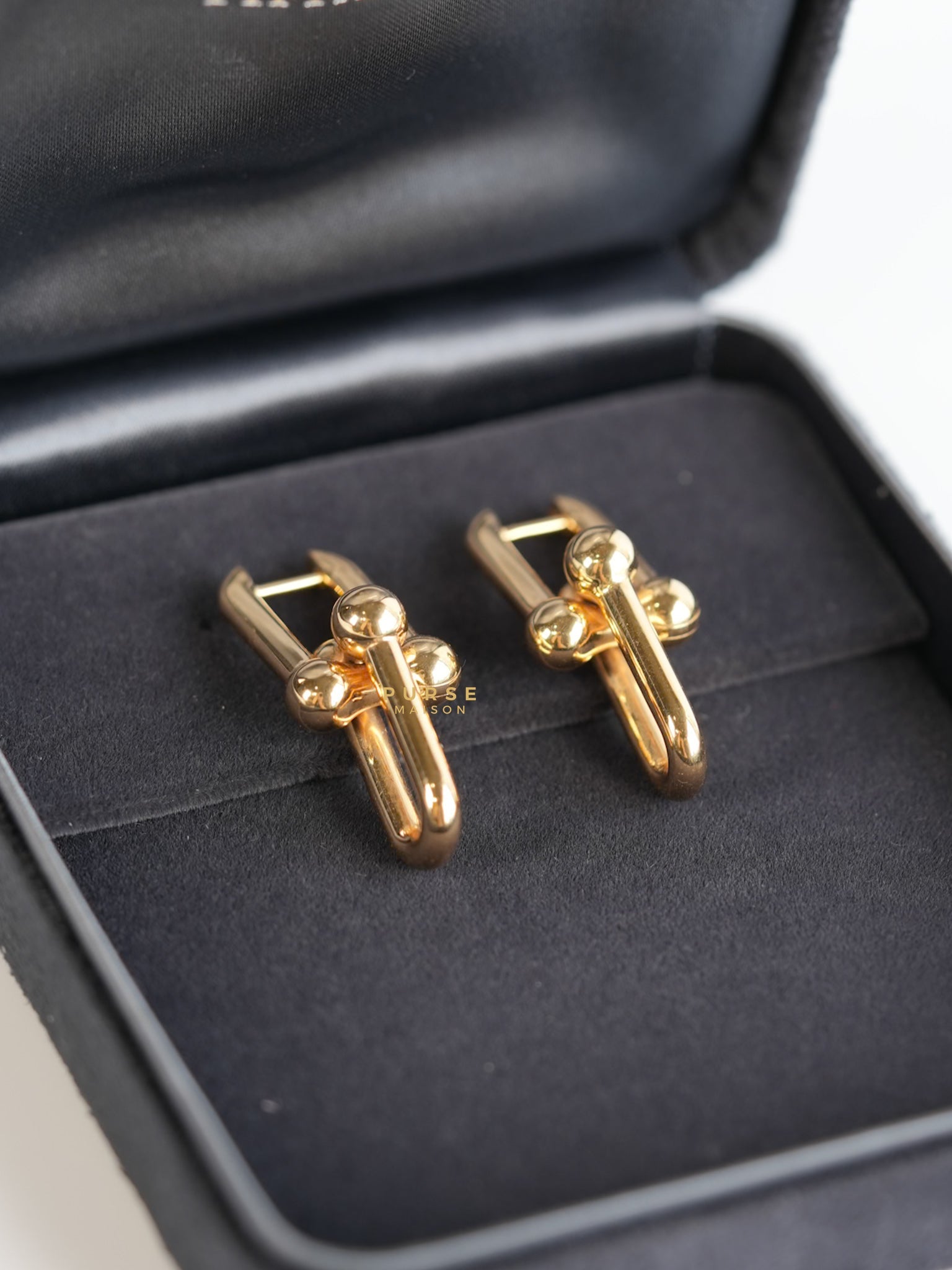 Hardware Link Earrings in 18k Rose Gold Small | Purse Maison Luxury Bags Shop