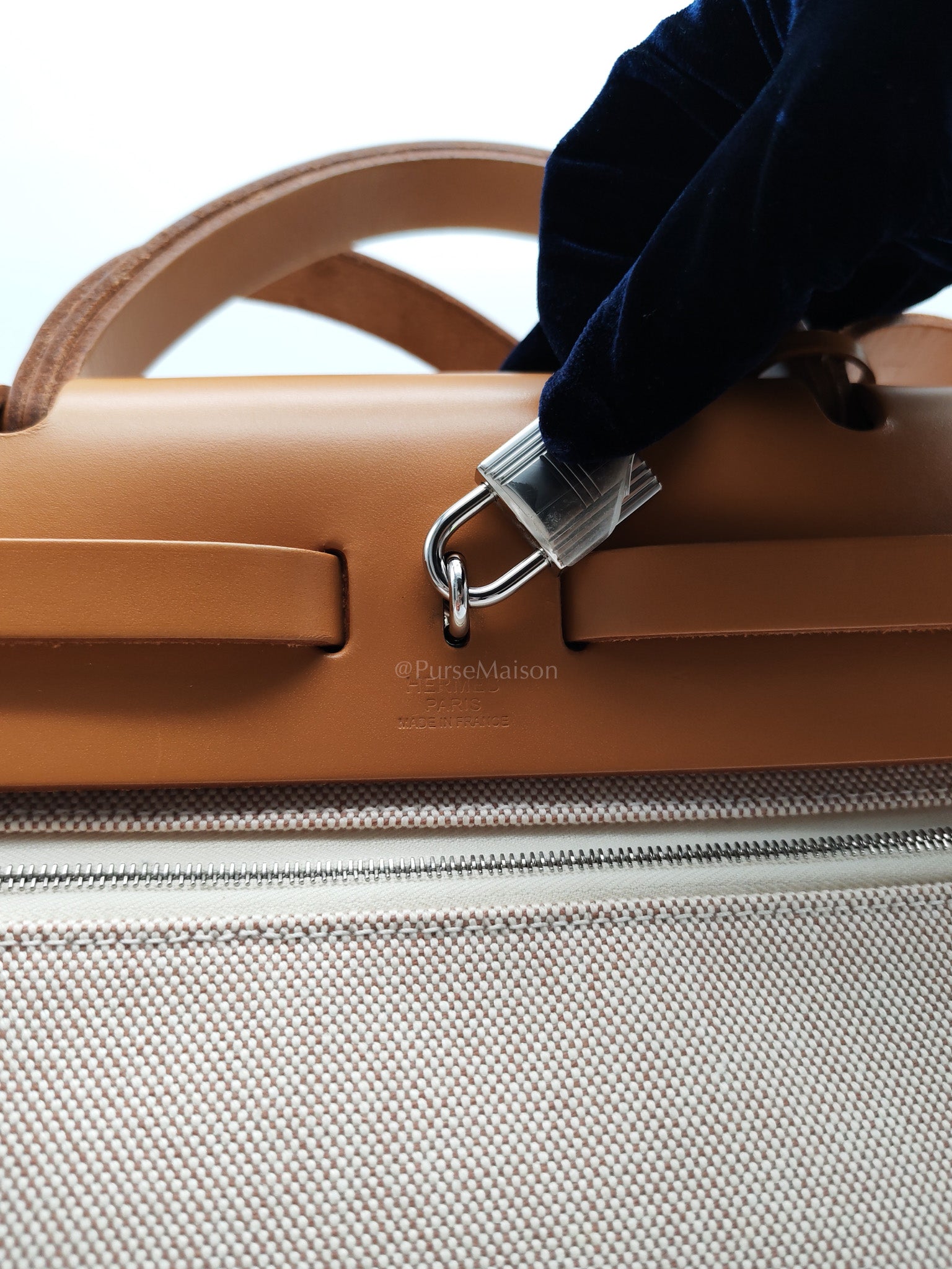 Herbag 31 Brides de Gala Toile Hunter / Natural Sable and Palladium Hardware Stamp Z (2021) | Purse Maison Luxury Bags Shop