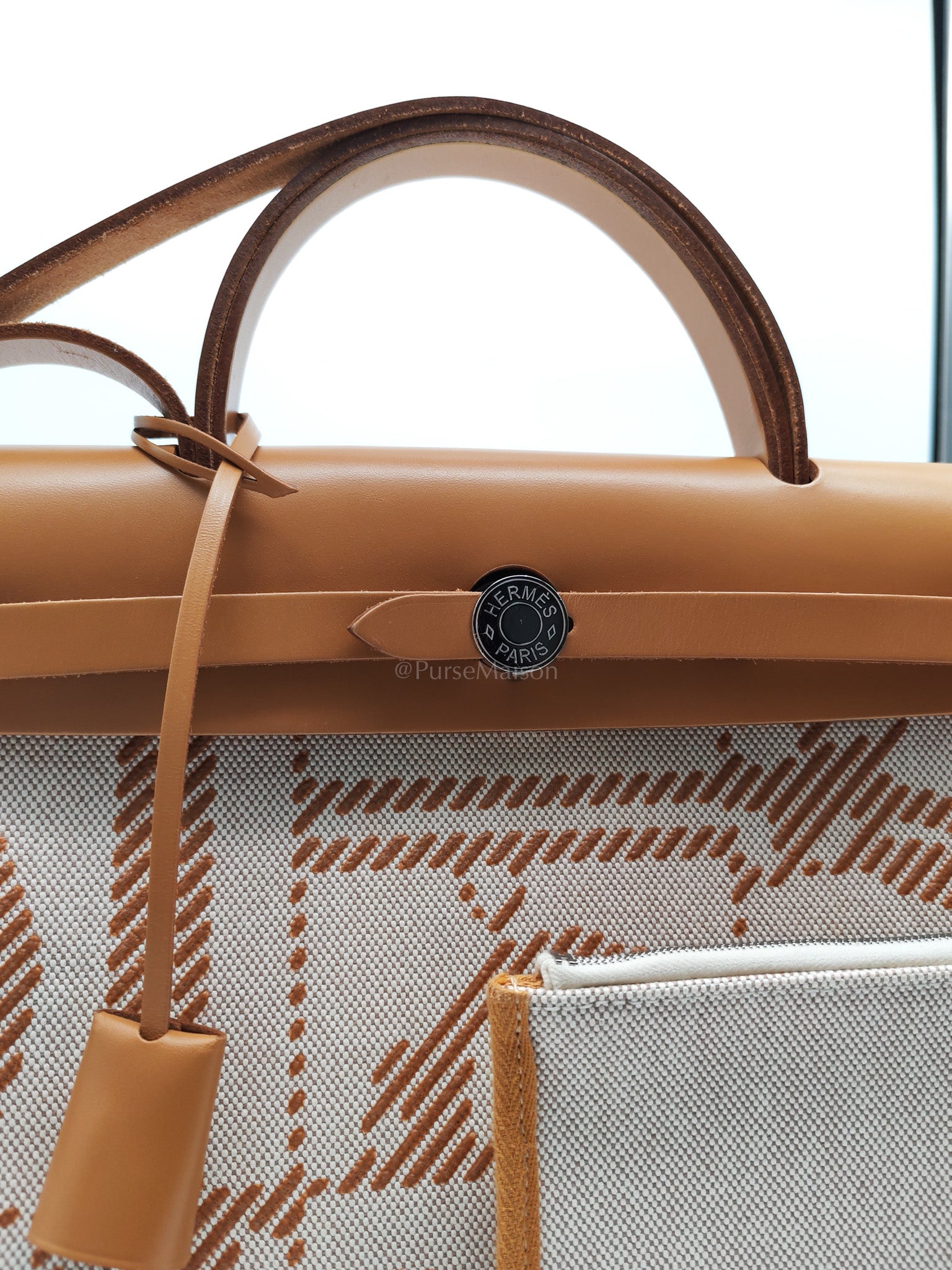 Herbag 31 Brides de Gala Toile Hunter / Natural Sable and Palladium Hardware Stamp Z (2021) | Purse Maison Luxury Bags Shop