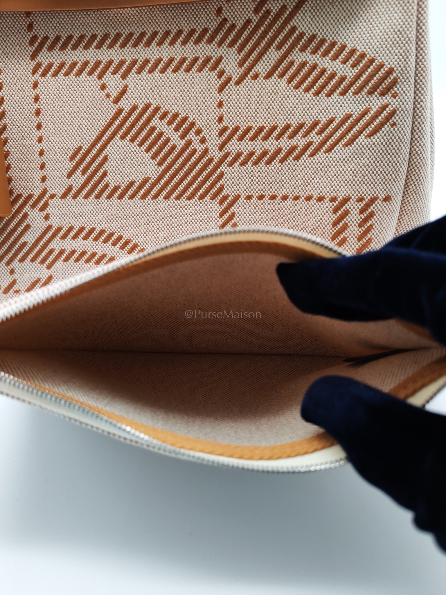 Herbag 31 Brides de Gala Toile Hunter / Natural Sable and Palladium Hardware Stamp Z (2021) | Purse Maison Luxury Bags Shop