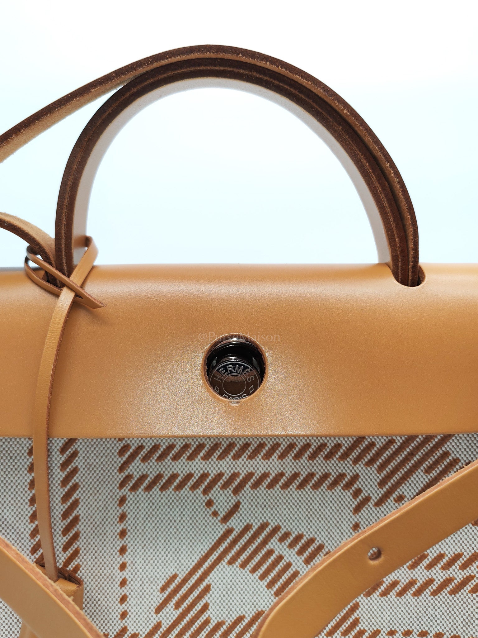 Herbag 31 Brides de Gala Toile Hunter / Natural Sable and Palladium Hardware Stamp Z (2021) | Purse Maison Luxury Bags Shop