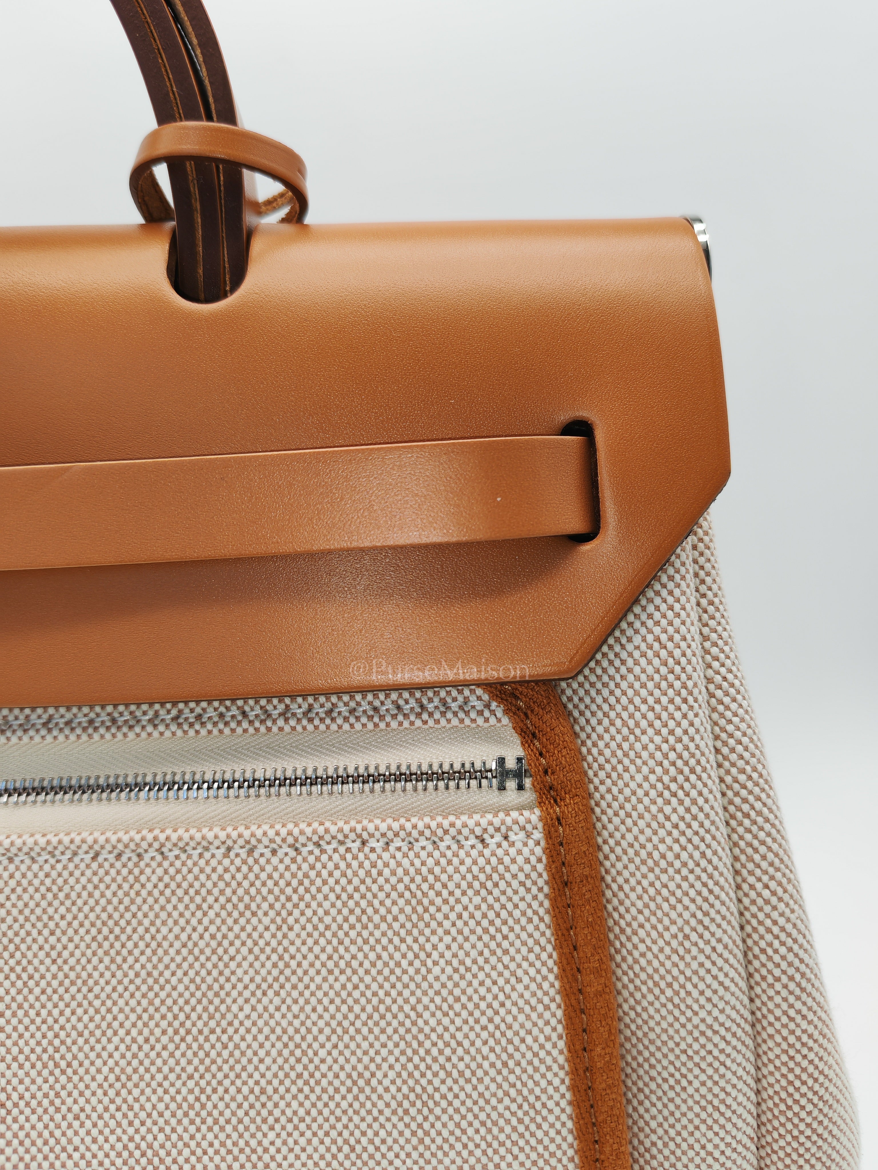 Herbag 31 H Plume Gris Meyer Beige/NatureCanvas Shoulder Bag Stamp B (2023) | Purse Maison Luxury Bags Shop